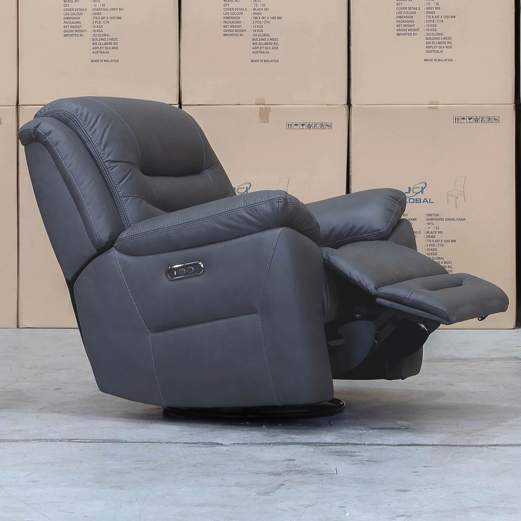 Airlie Electric Swivel Glider Recliner - Charcoal - Image 9