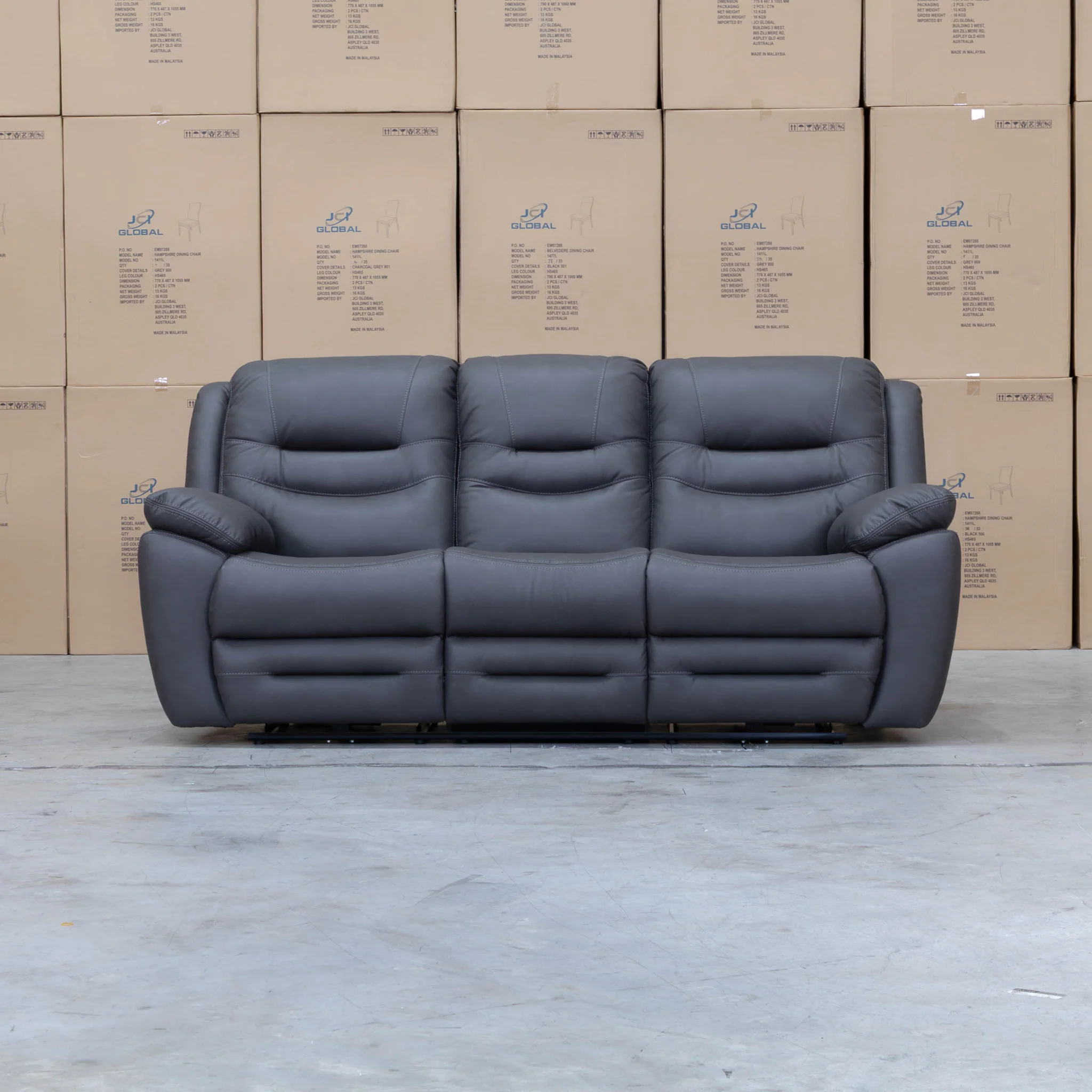 Airlie Three Seat Electric Recliner Lounge - Charcoal - Image 4