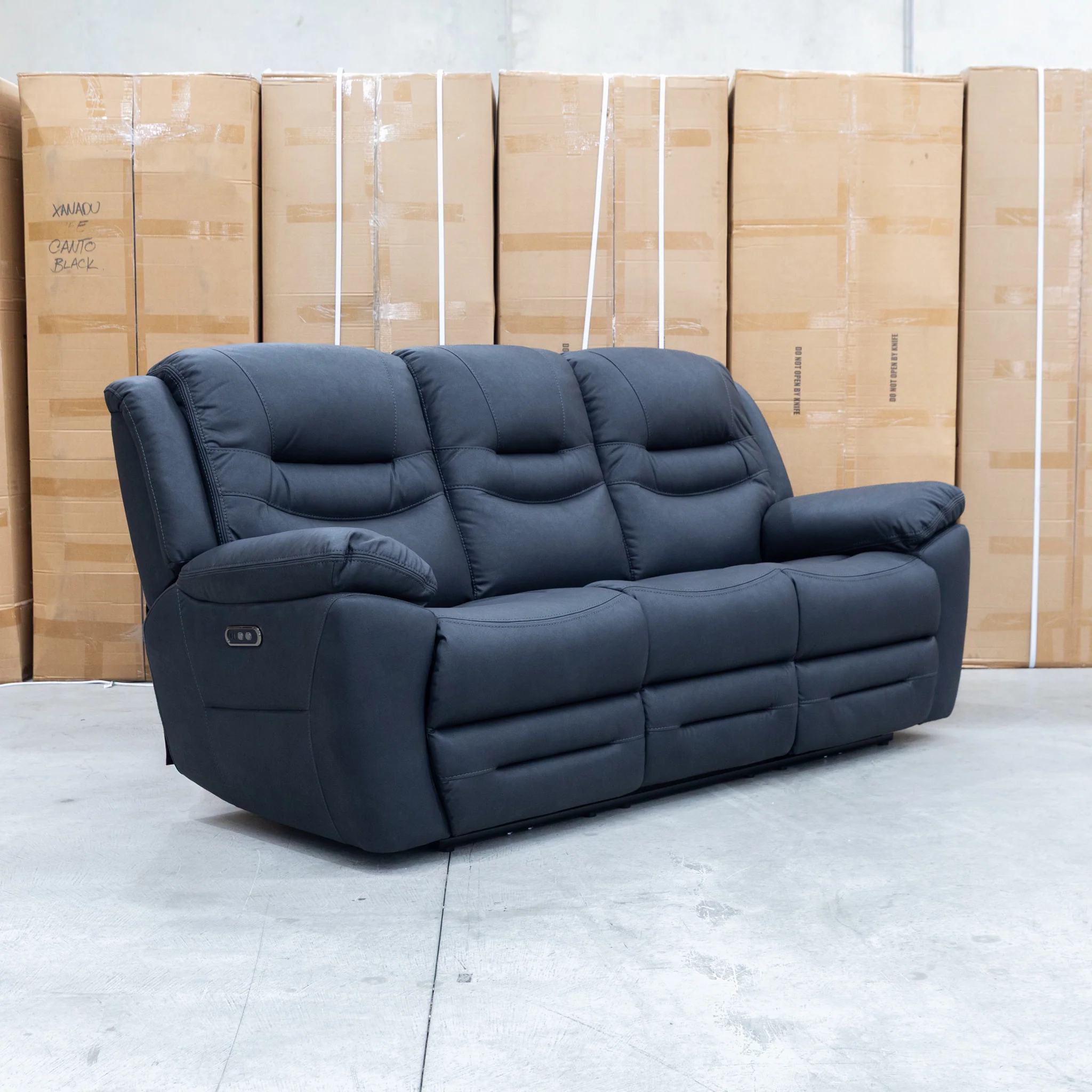 Airlie Three Seat Electric Recliner Lounge - Coal - Image 6