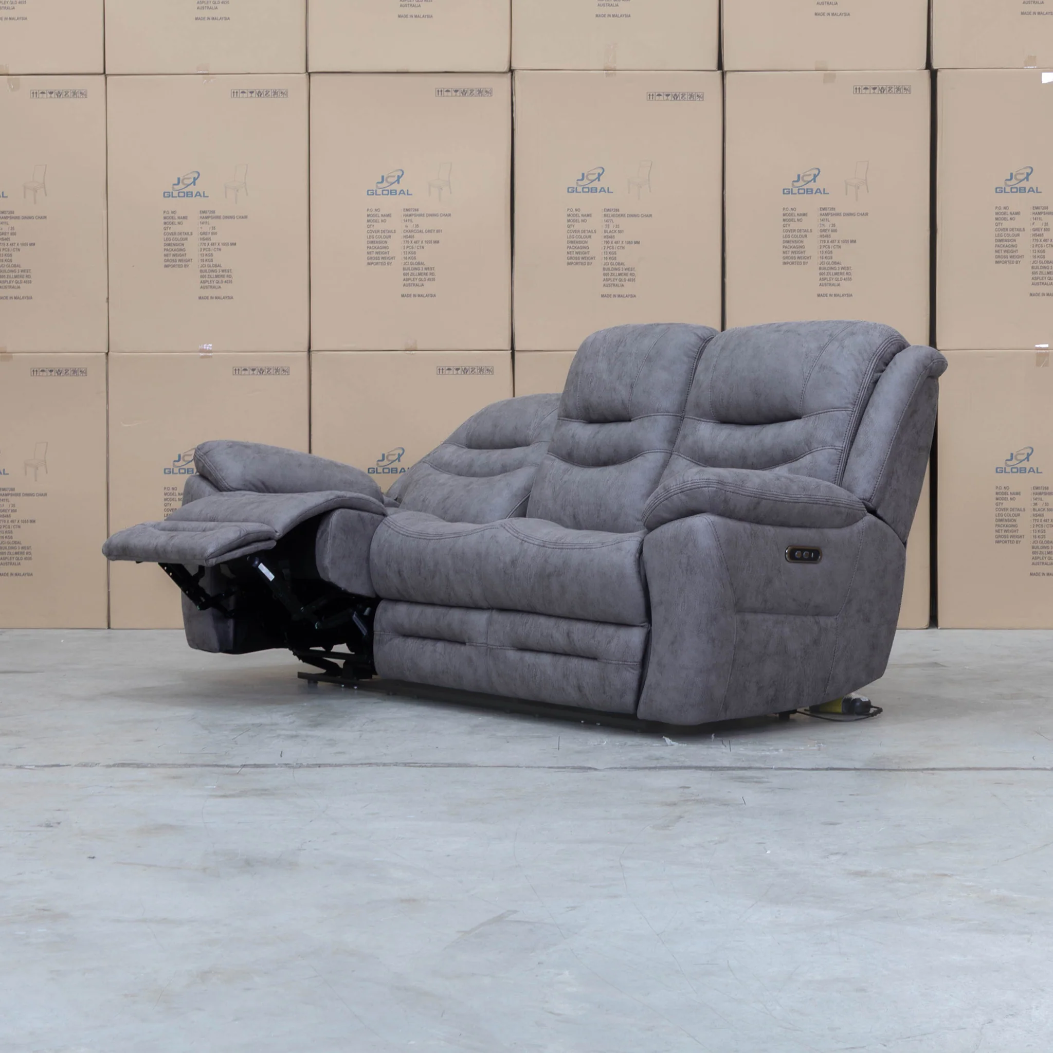 Airlie Three Seat Electric Recliner Lounge - Slate - Image 5