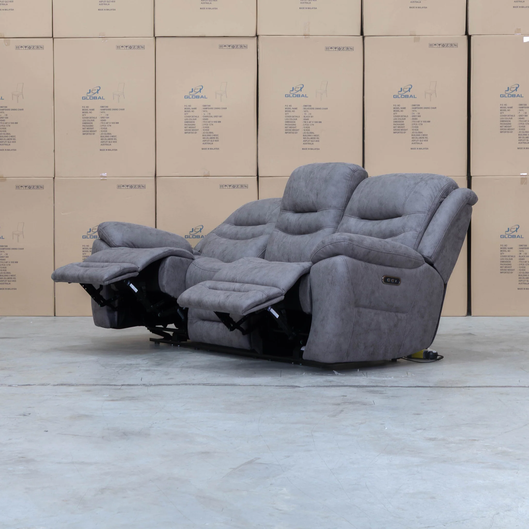 Airlie Three Seat Electric Recliner Lounge - Slate - Image 6