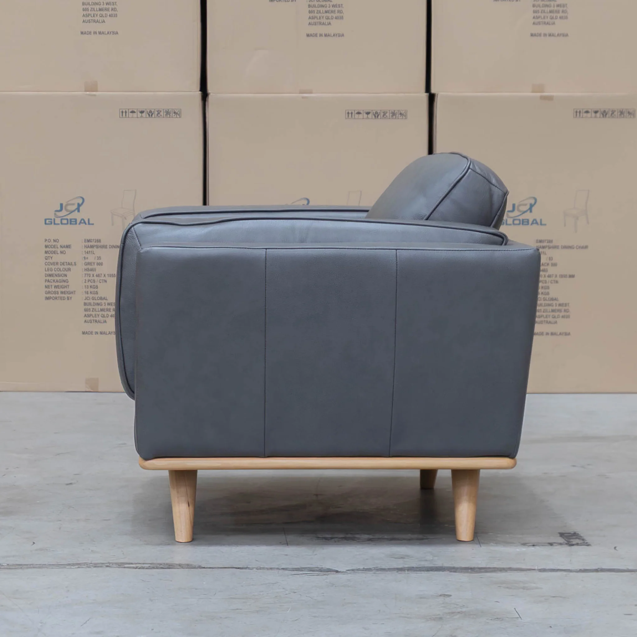 Alpine Single Leather Armchair - Graphite - Image 3