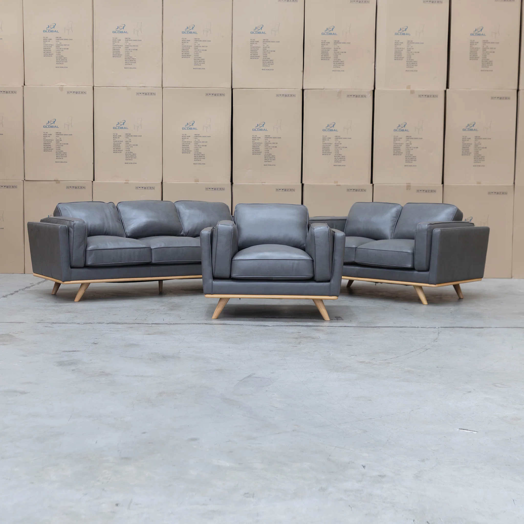 Alpine Single Leather Armchair - Graphite - Image 5