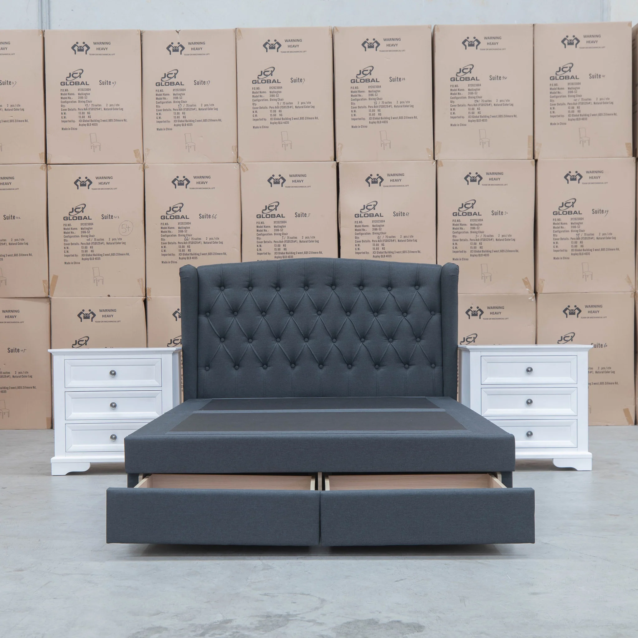 Amelia King Fabric Gas Lift Storage Drawer Bed - Charcoal - Available After 13th March - Image 11