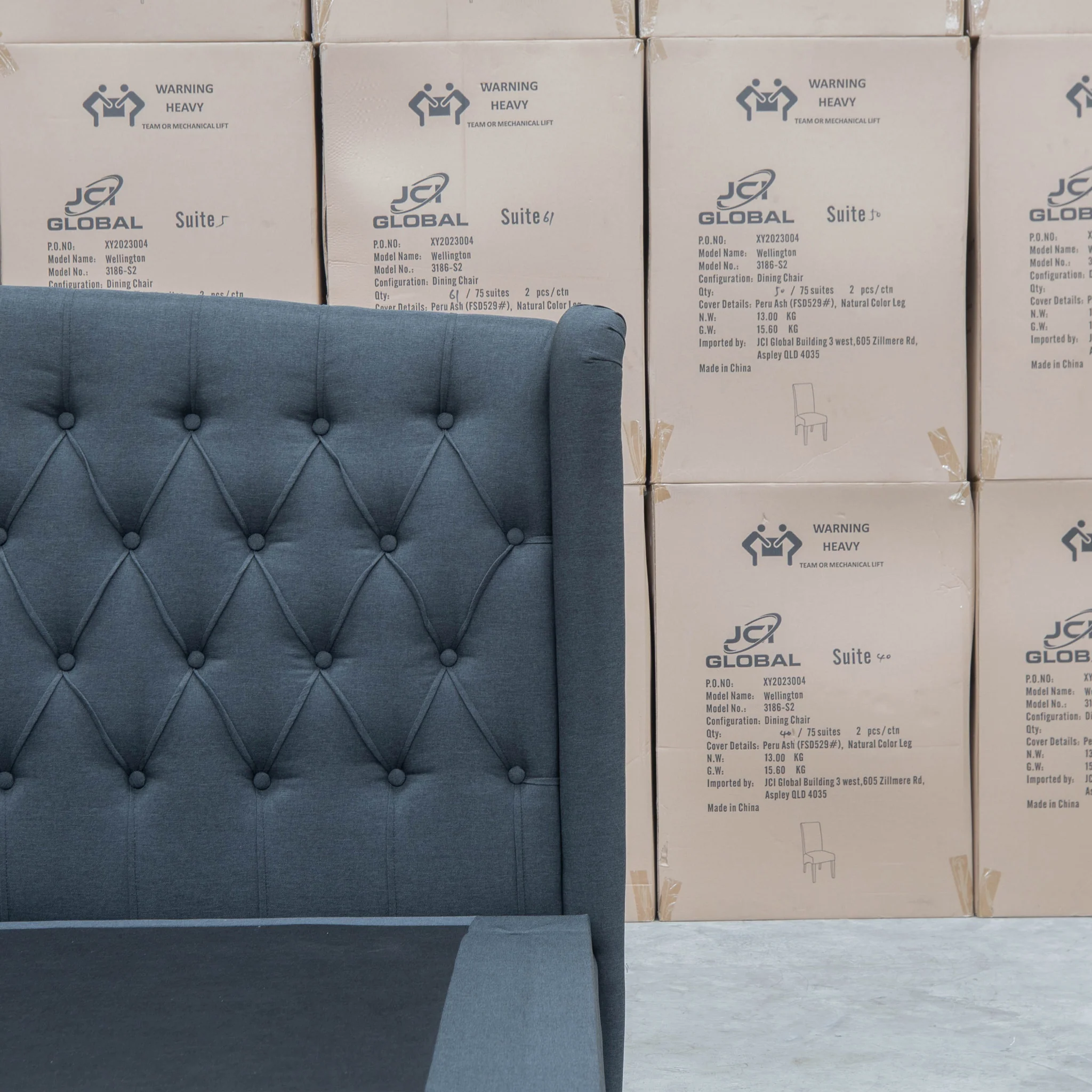 Amelia King Fabric Gas Lift Storage Drawer Bed - Charcoal - Available After 13th March - Image 12