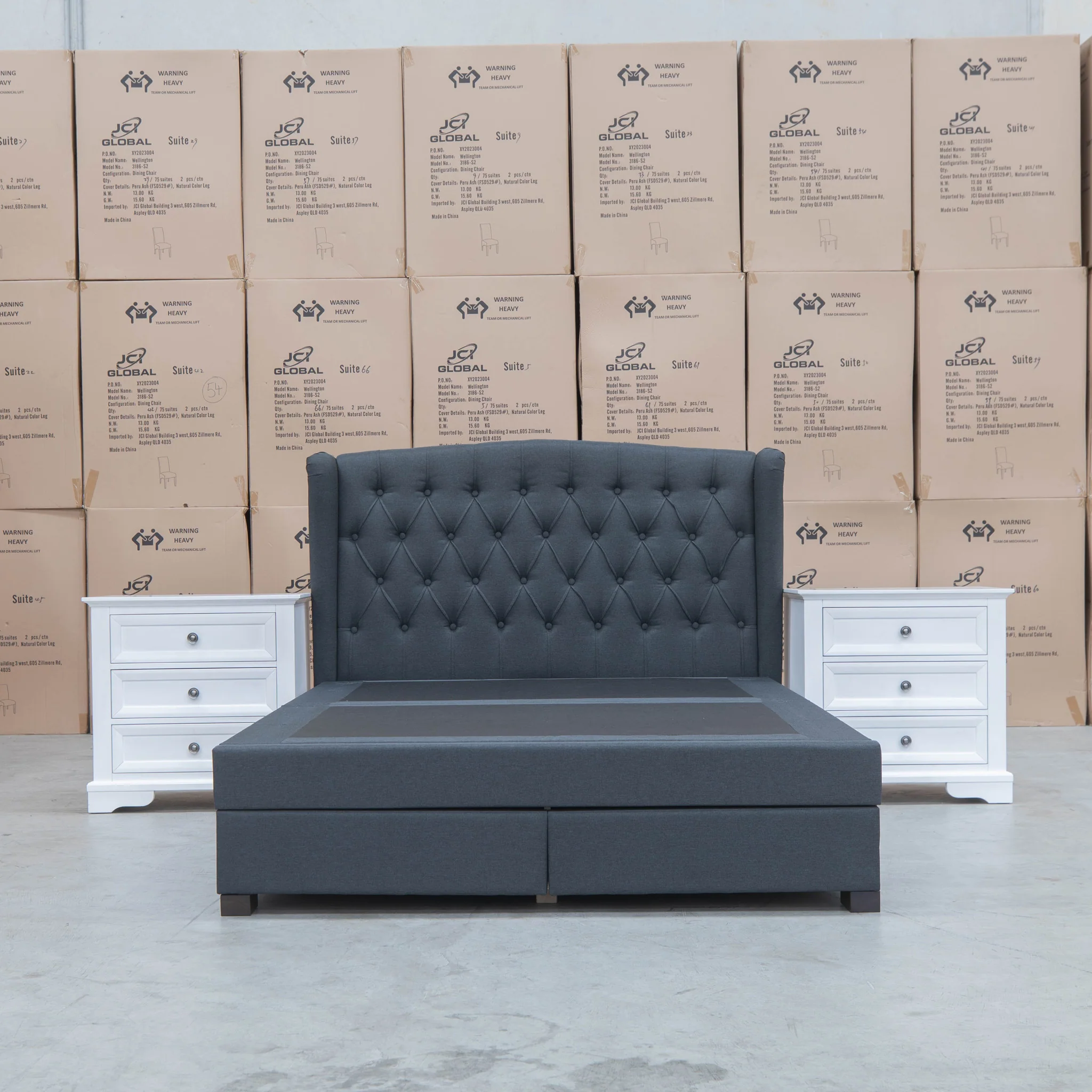 Amelia King Fabric Gas Lift Storage Drawer Bed - Charcoal - Available After 13th March - Image 9