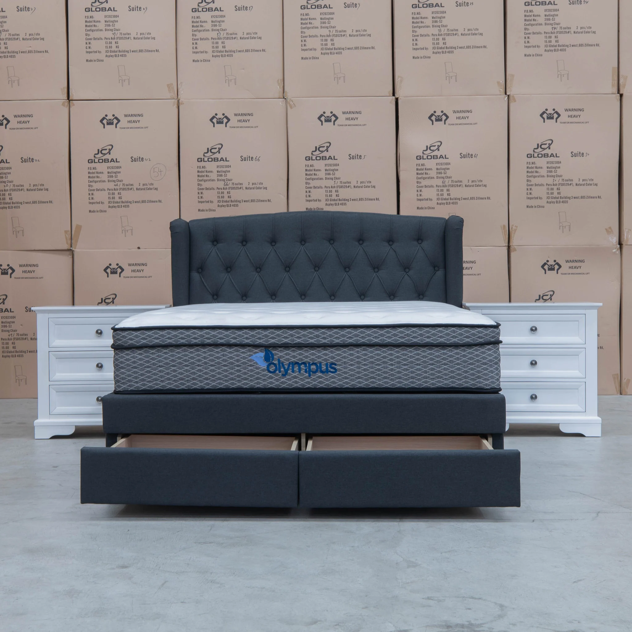 Amelia Queen Fabric Gas Lift Storage Bed - Charcoal - Available After 13th March - Image 4