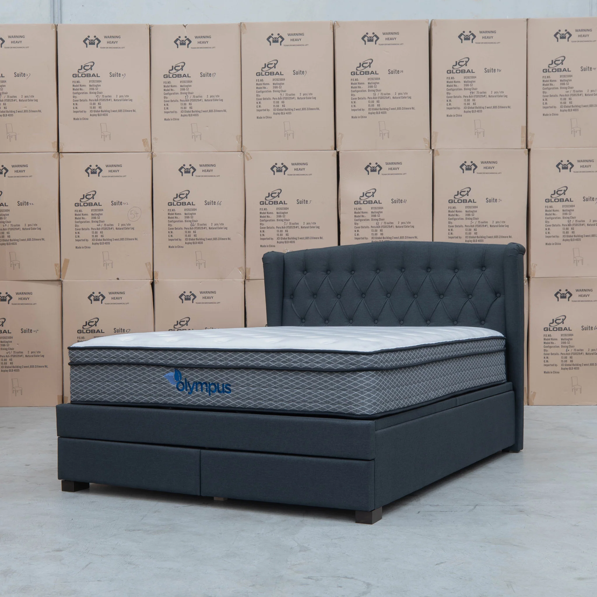 Amelia Queen Fabric Gas Lift Storage Bed - Charcoal - Available After 13th March - Image 8