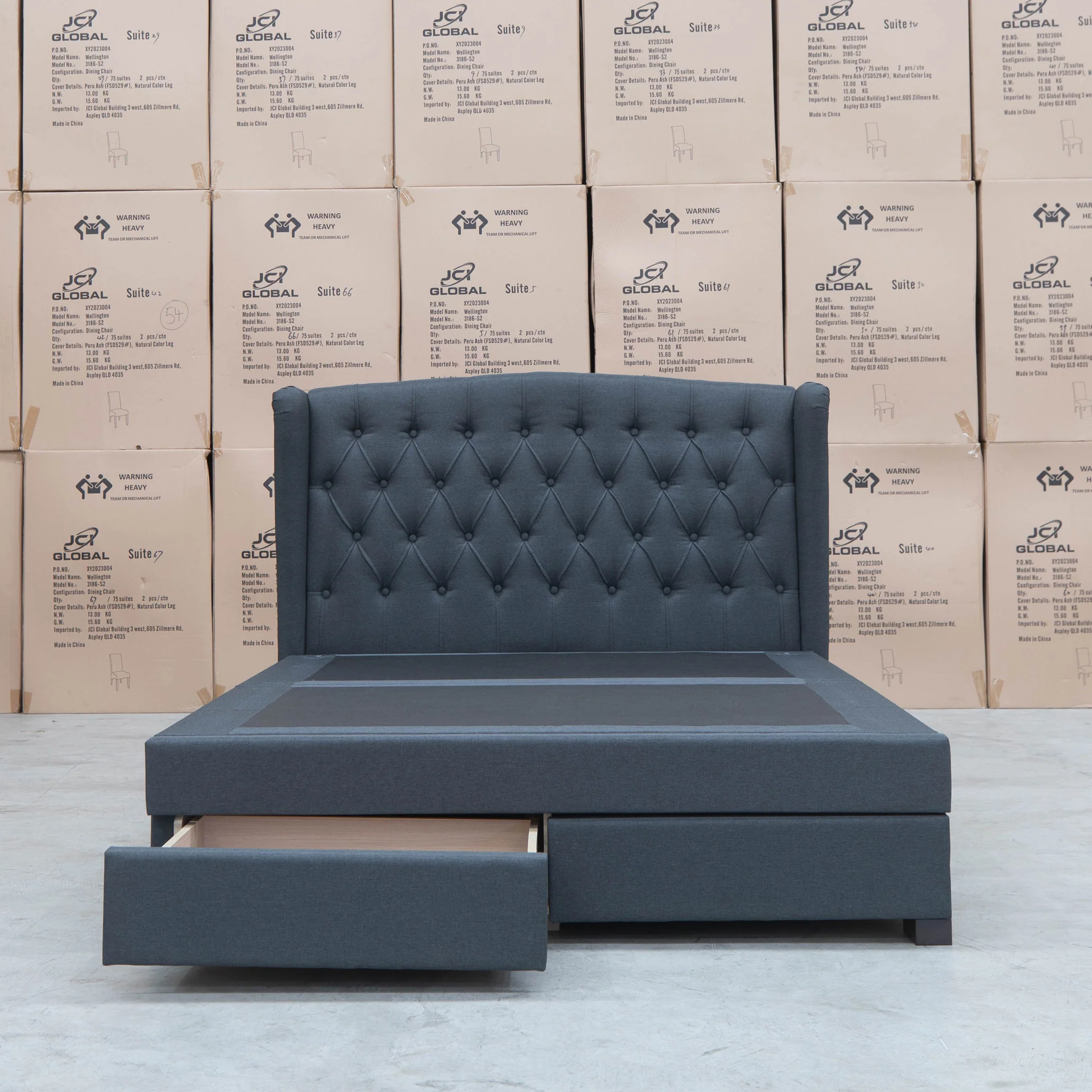 Amelia Queen Fabric Gas Lift Storage Bed - Charcoal - Available After 13th March - Image 9