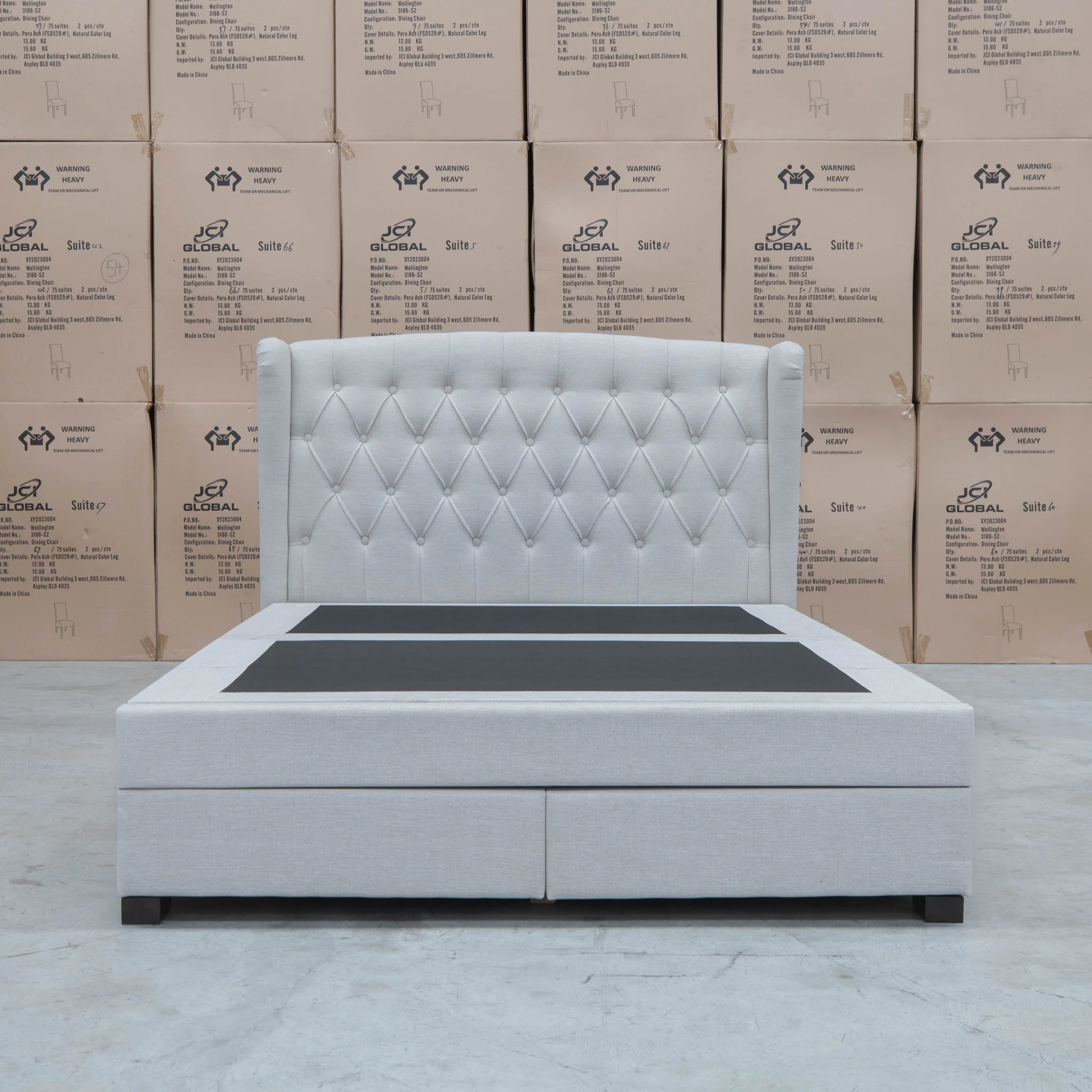 Amelia Queen Fabric Gas Lift Storage Drawer Bed - Oat White - Available After 13th March - Image 14