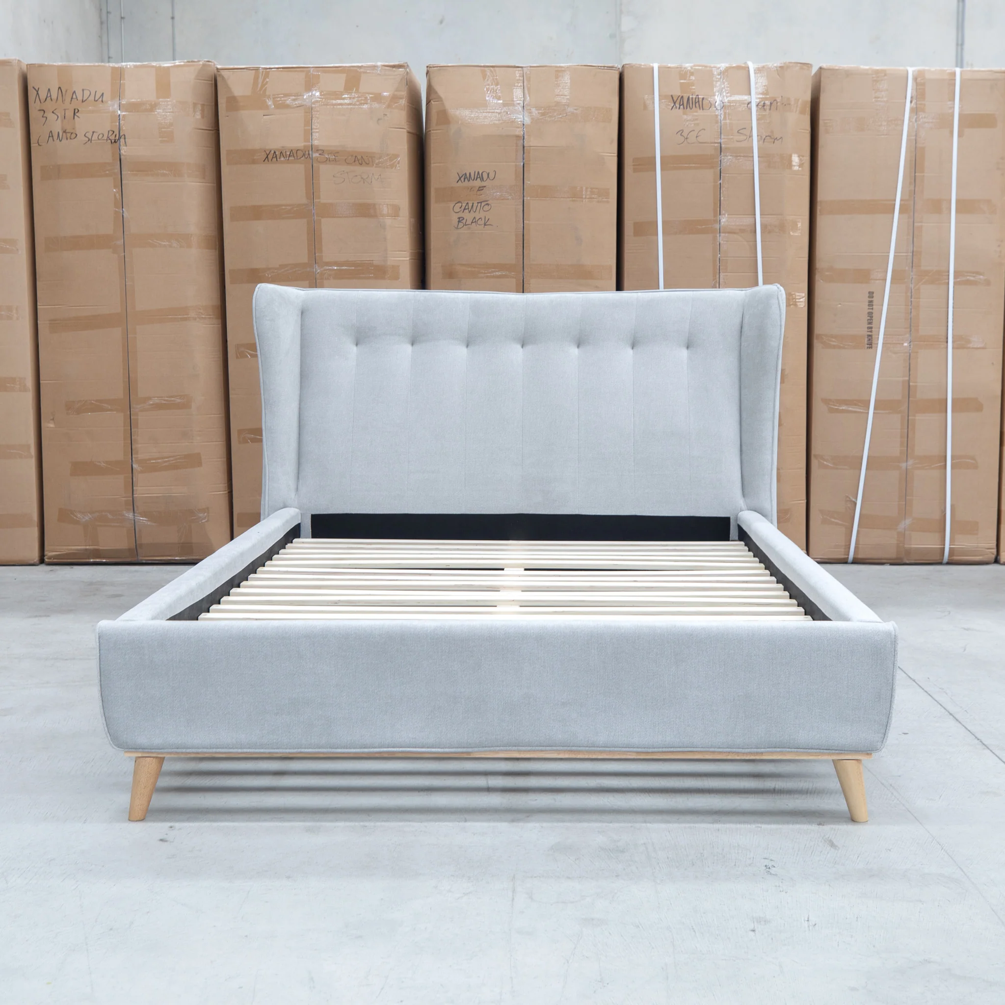 Aspen Double Upholstered Bed - Light Grey - Image 11