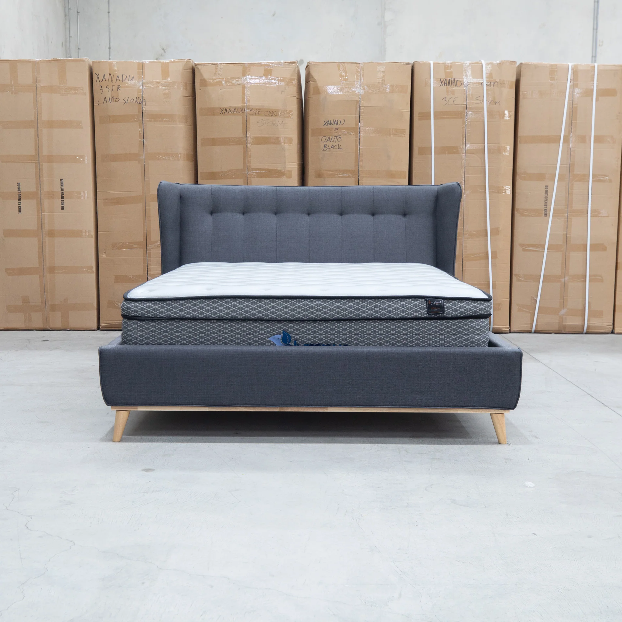 Aspen Queen Upholstered Bed - Charcoal - Image 3
