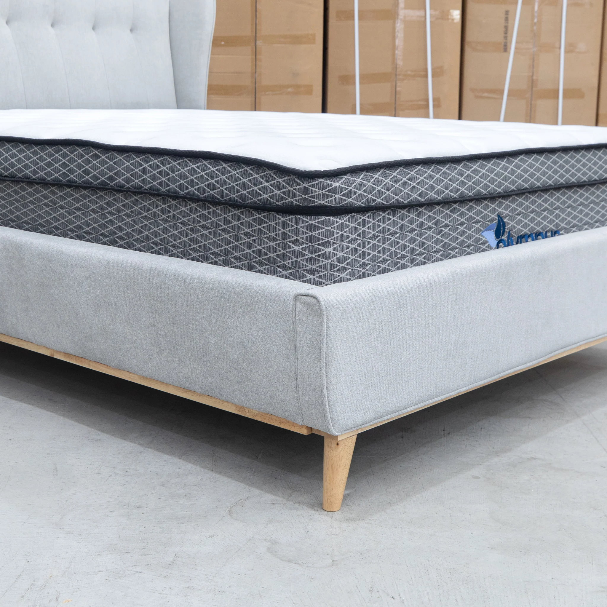 Aspen Queen Upholstered Bed - Light Grey - Image 6