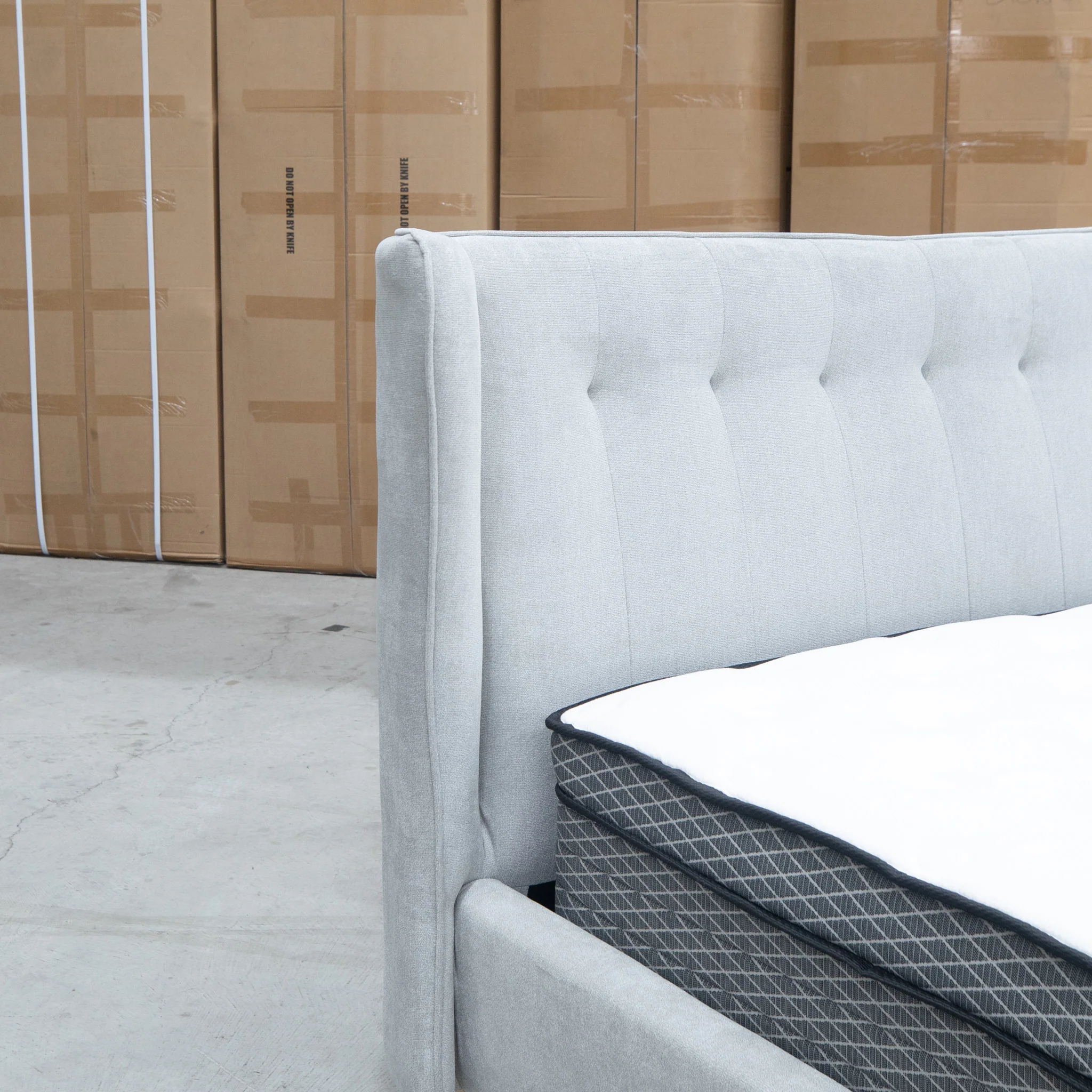 Aspen Queen Upholstered Bed - Light Grey - Image 7