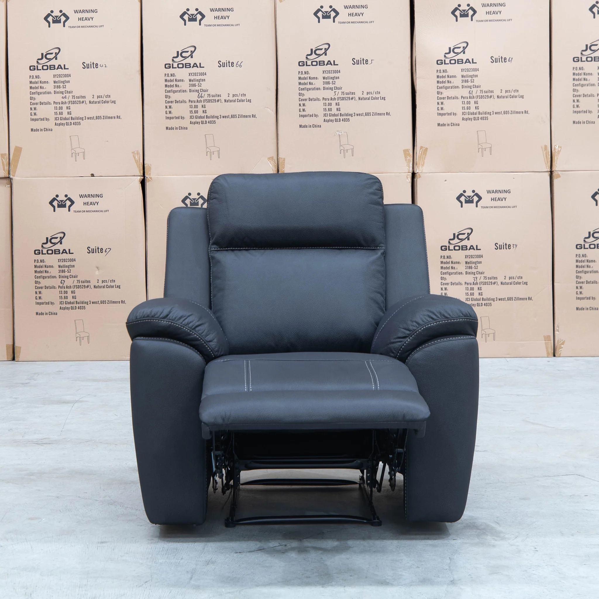 Bari Single Recliner - Jet - Image 4