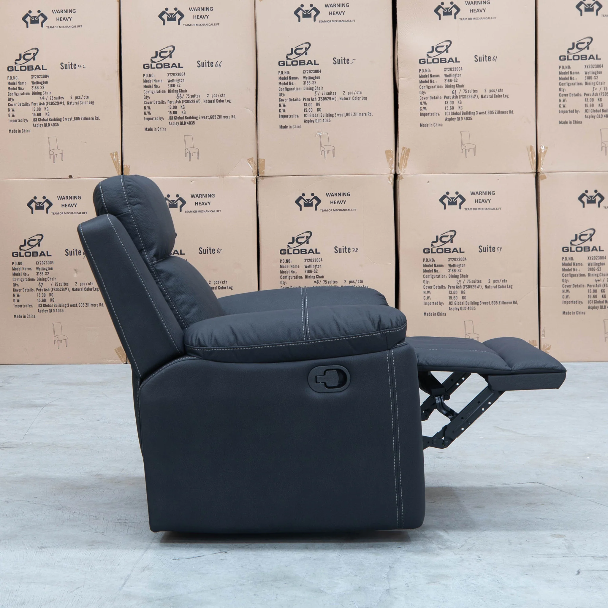 Bari Single Recliner - Jet - Image 7