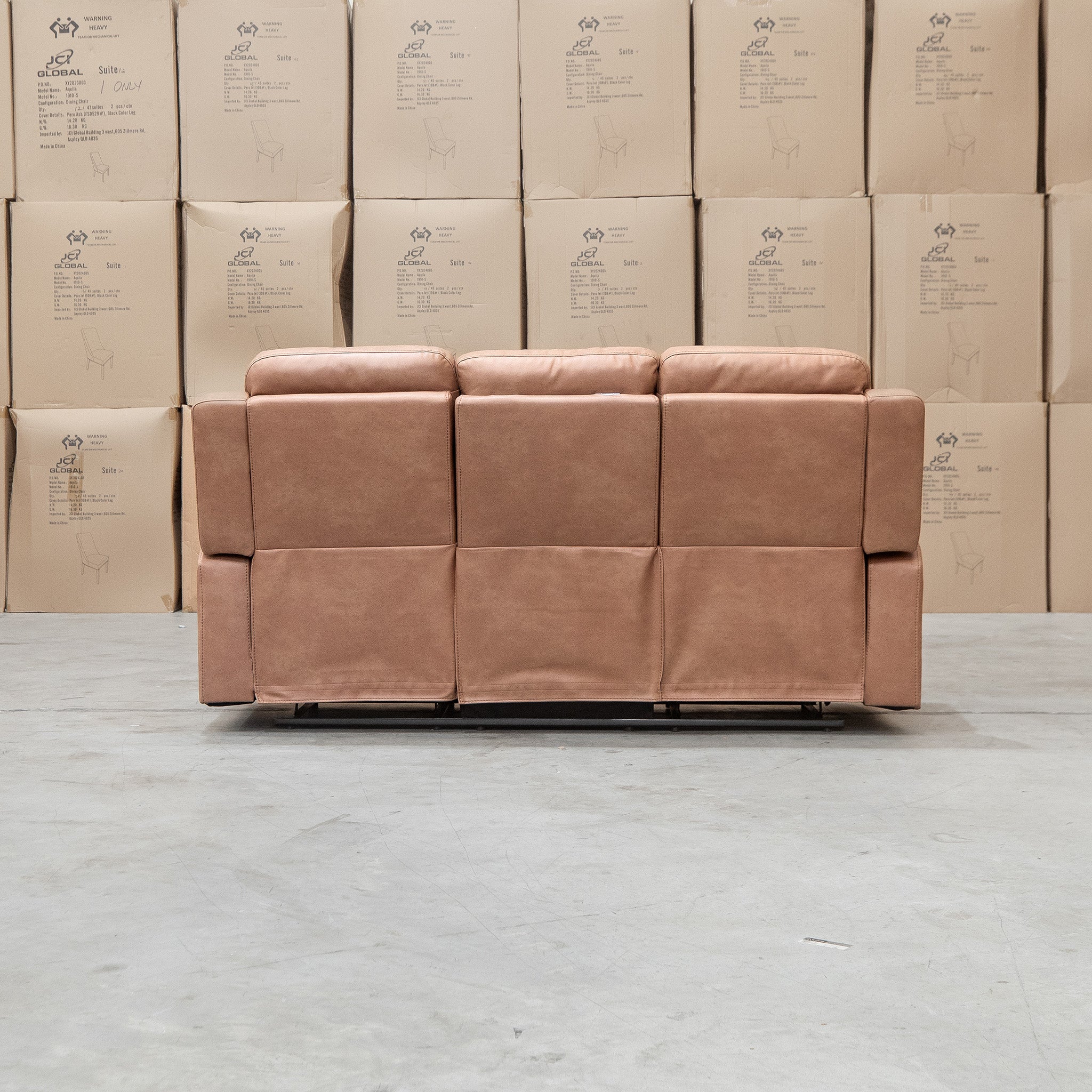 Bari Three Seat Recliner Lounge - Tan - Image 10