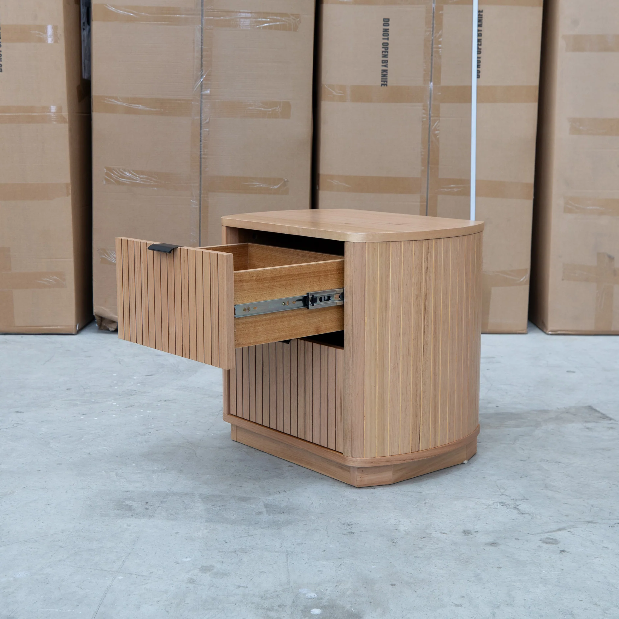 Bentley Curved Two Drawer Australian Messmate Hardwood Bedside - Image 5