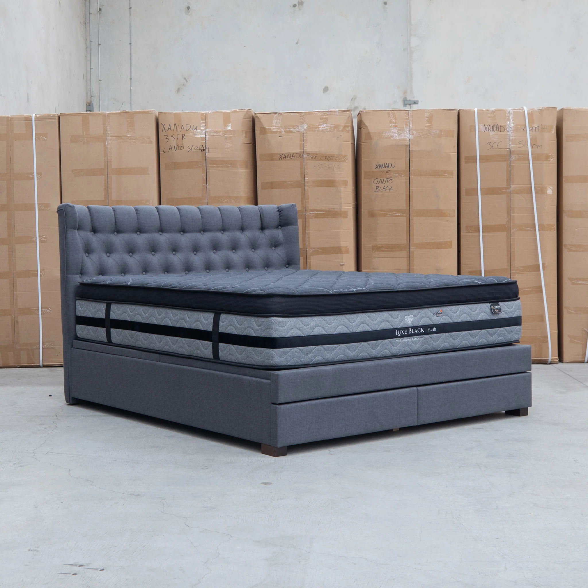 Blake King Upholstered Gas Lift Storage Bed - Charcoal - Image 19