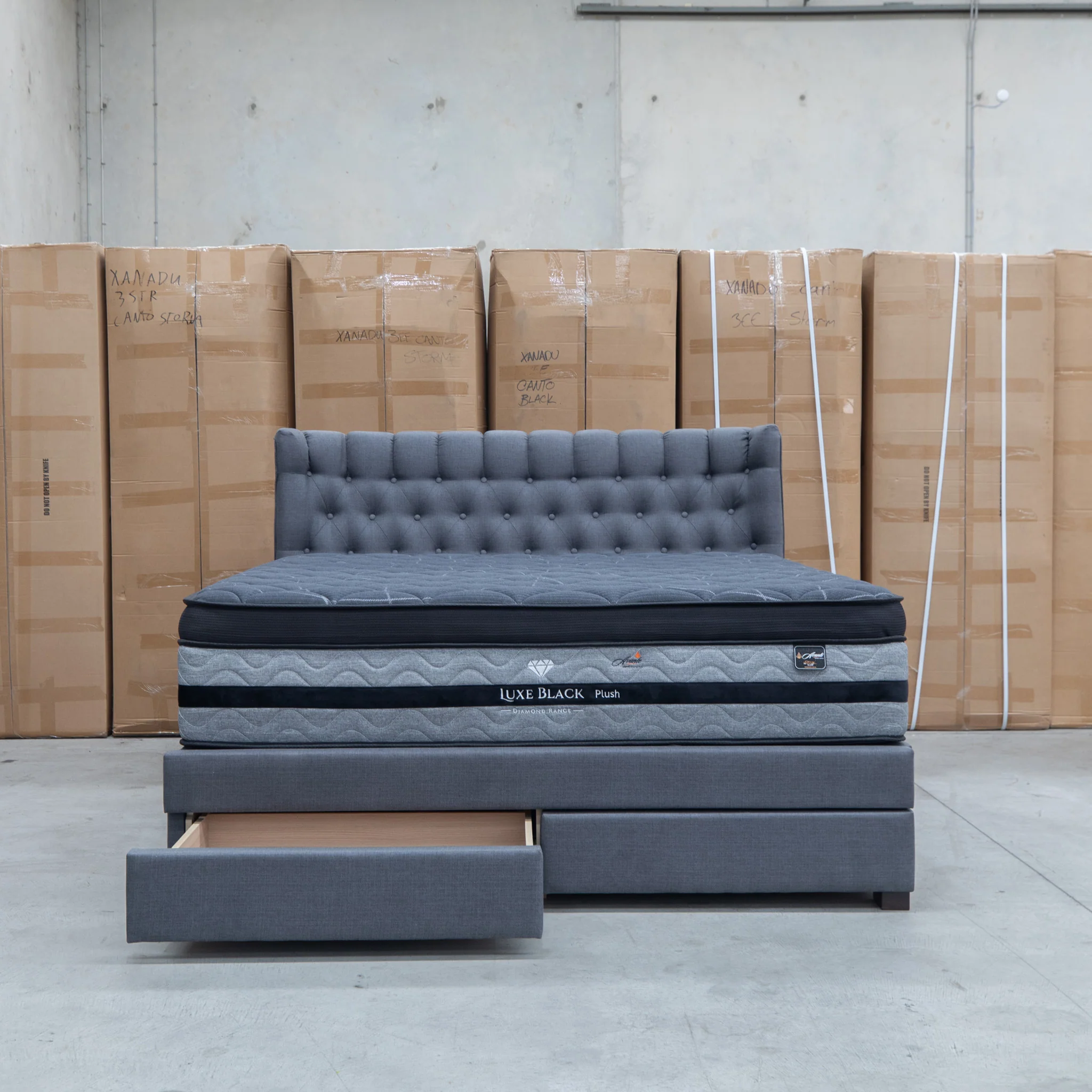 Blake King Upholstered Gas Lift Storage Bed - Charcoal - Image 26