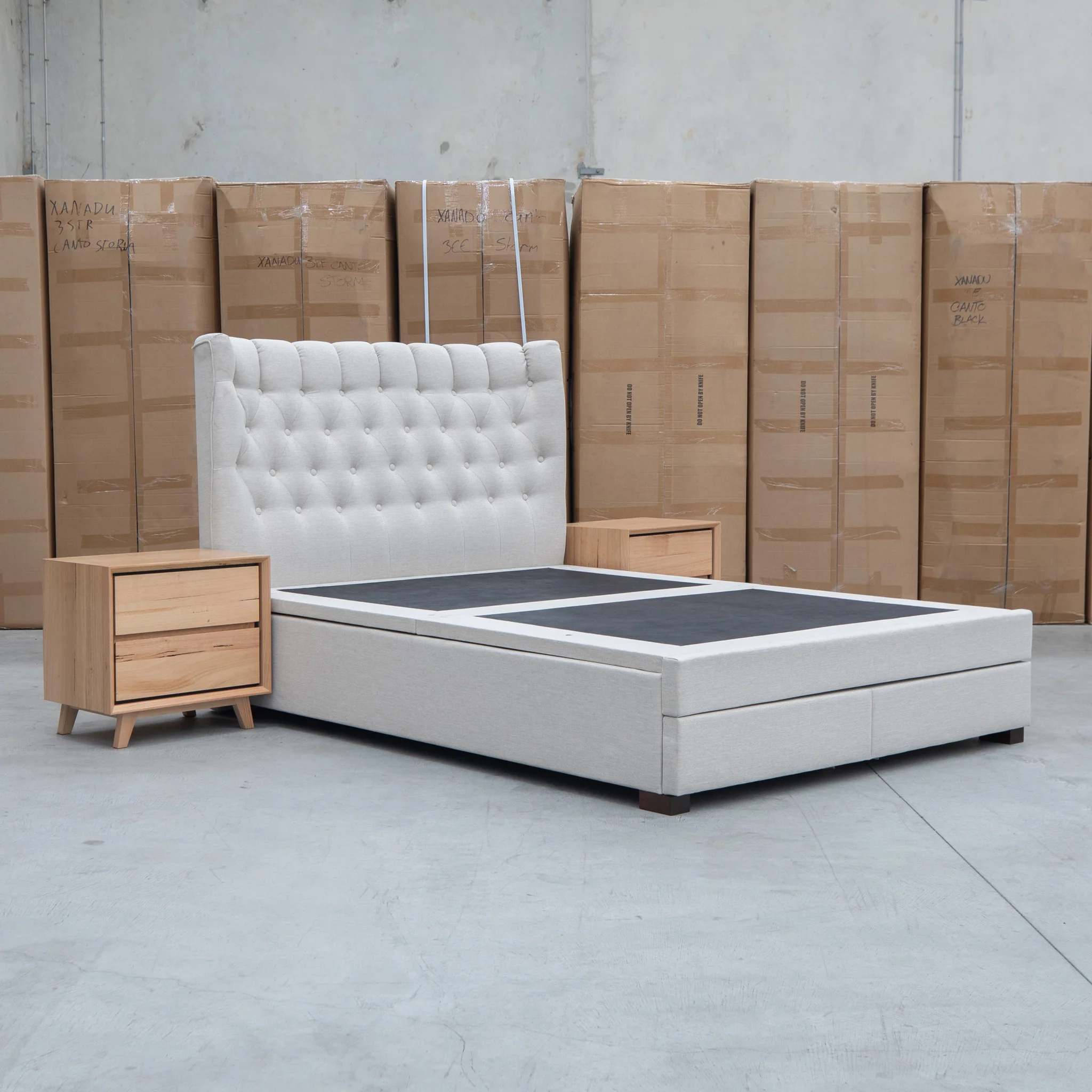 Blake King Upholstered Gas Lift Storage Bed - Oat White - Image 11