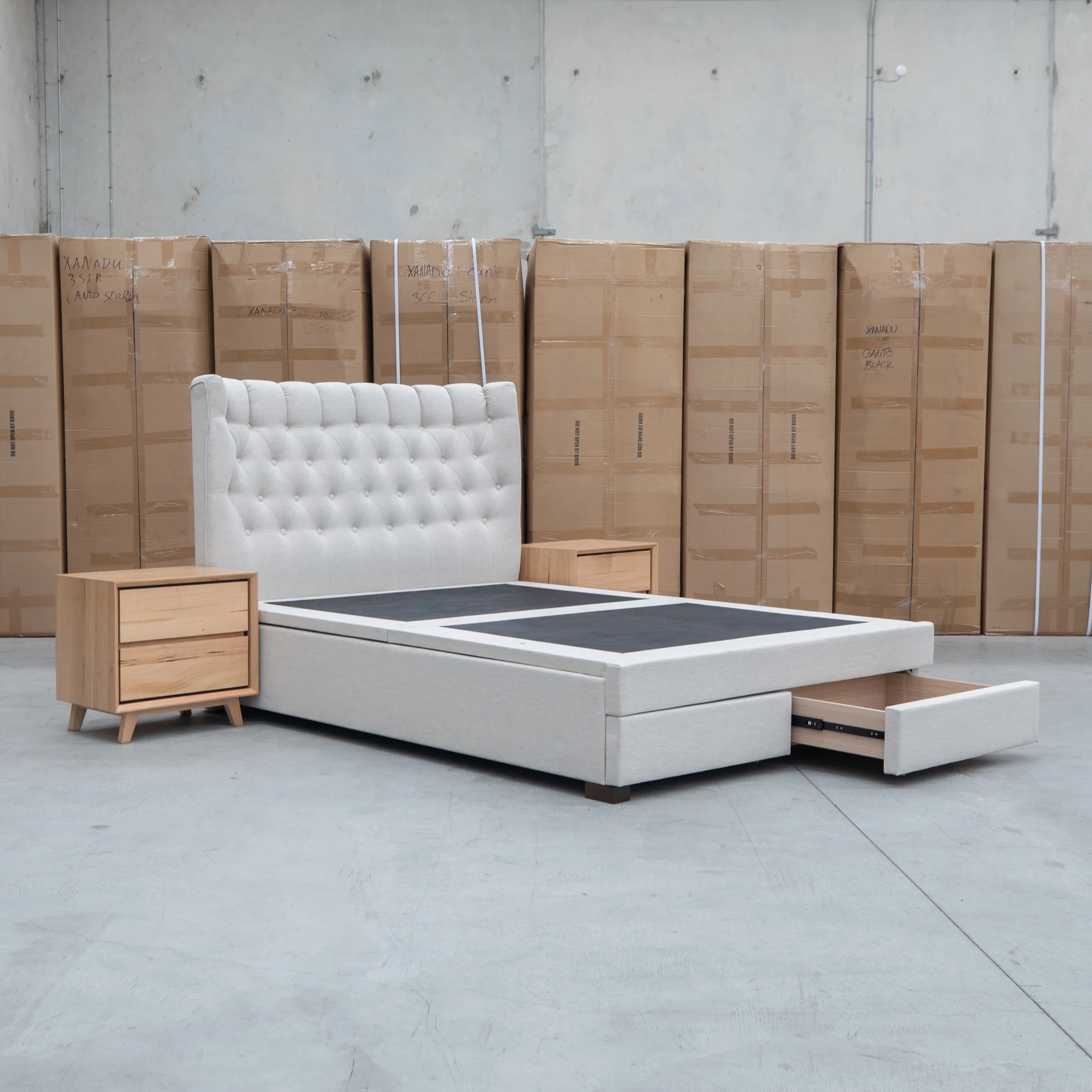 Blake King Upholstered Gas Lift Storage Bed - Oat White - Image 12
