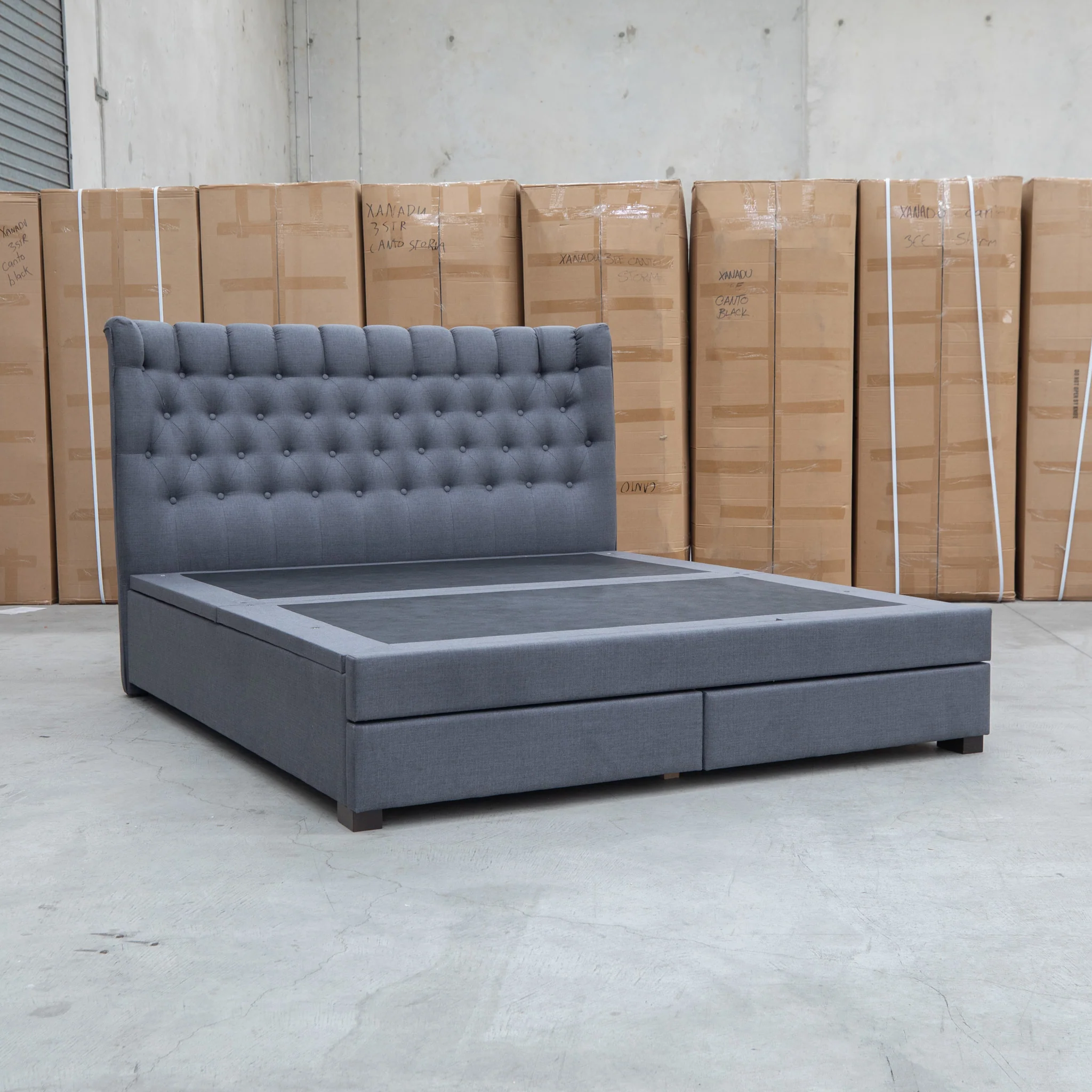 Blake Queen Upholstered Gas Lift Storage Bed - Charcoal - Image 12