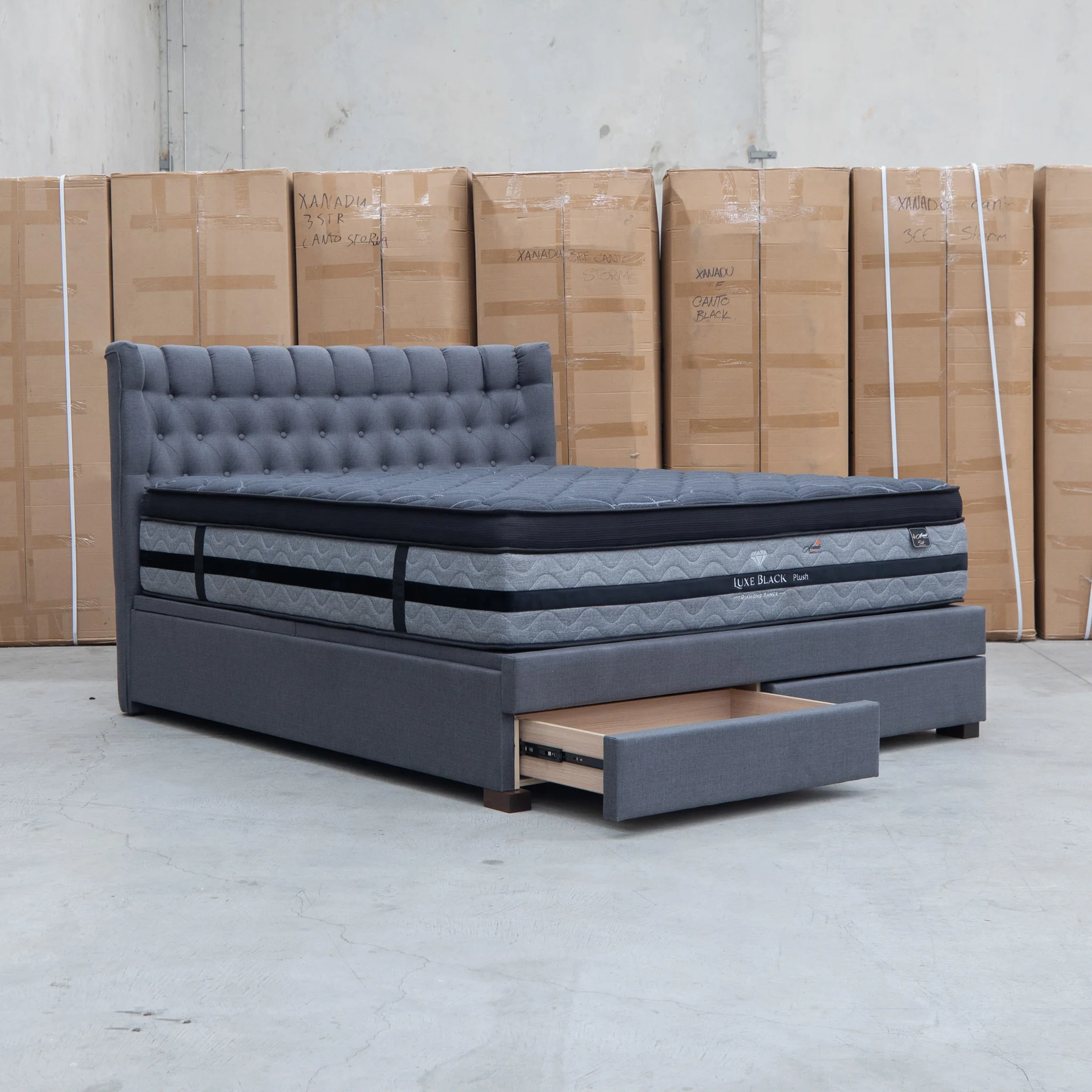 Blake Queen Upholstered Gas Lift Storage Bed - Charcoal - Image 20