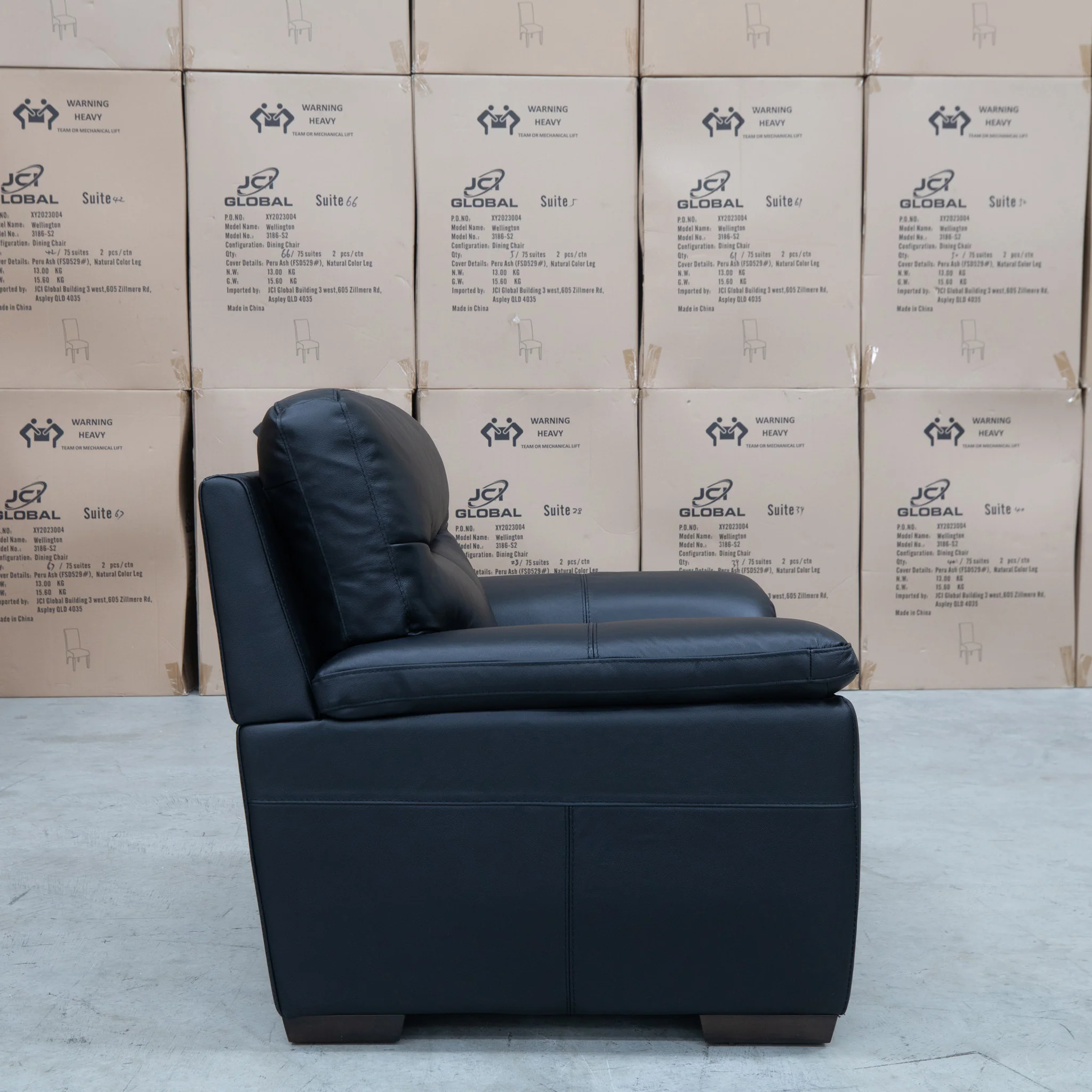 Cassandra Single Armchair - Black Leather - Image 4