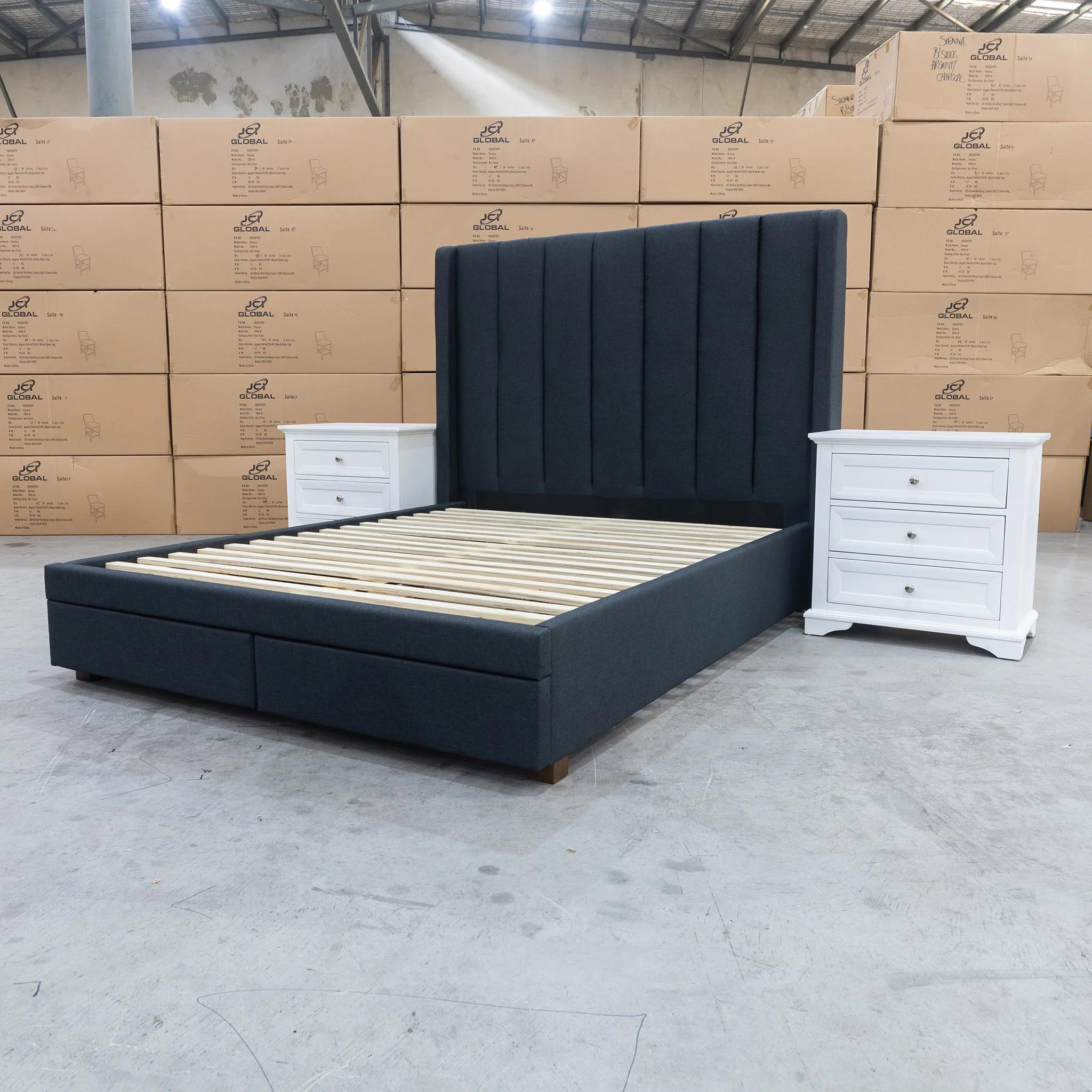 Chester King Fabric Storage Bed - Charcoal - Image 13
