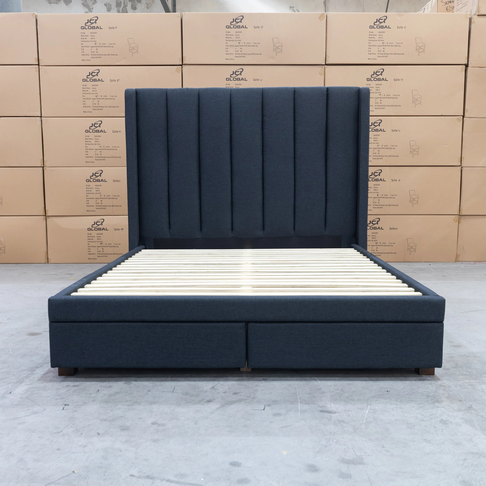 Chester King Fabric Storage Bed - Charcoal - Image 3