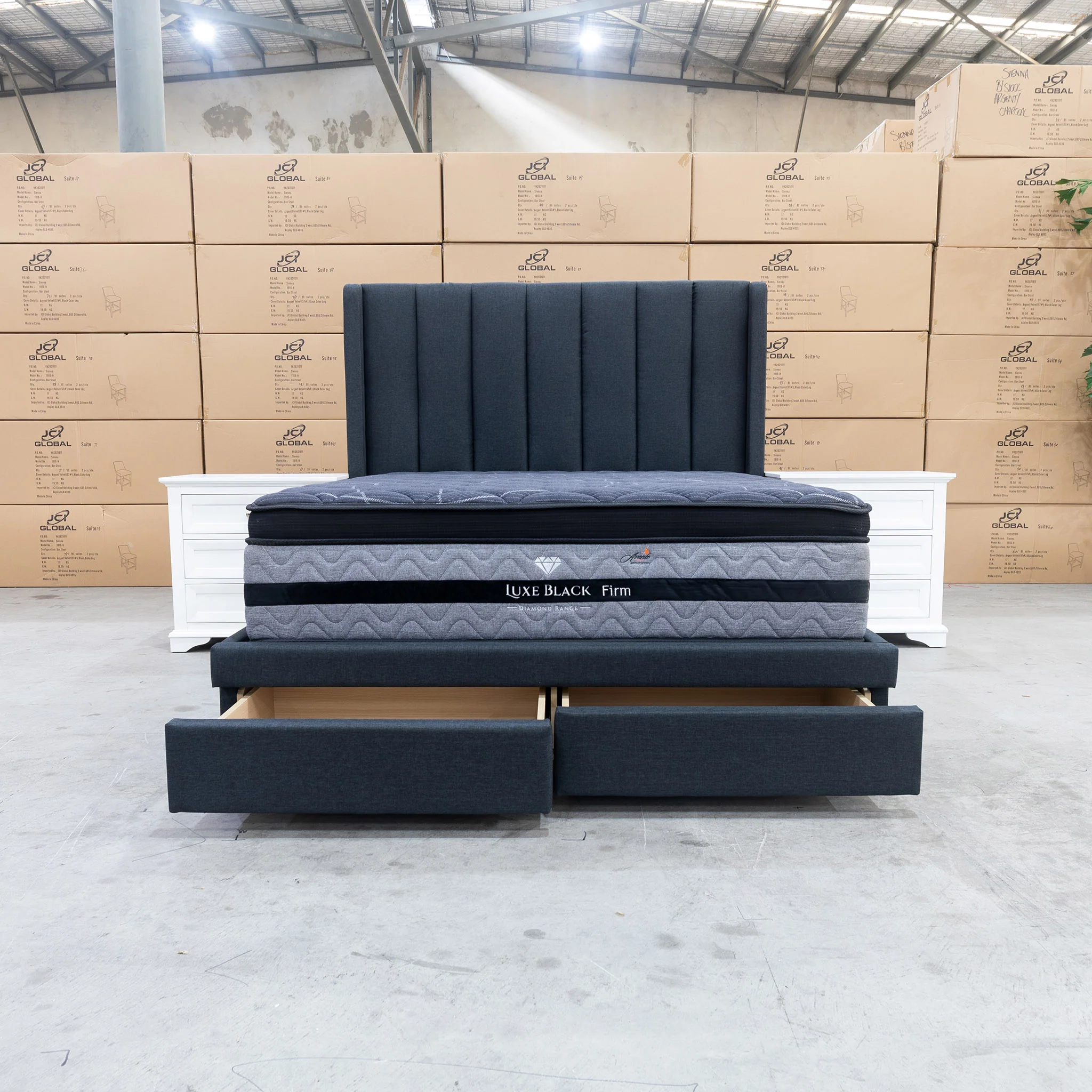 Chester King Fabric Storage Bed - Charcoal - Image 7