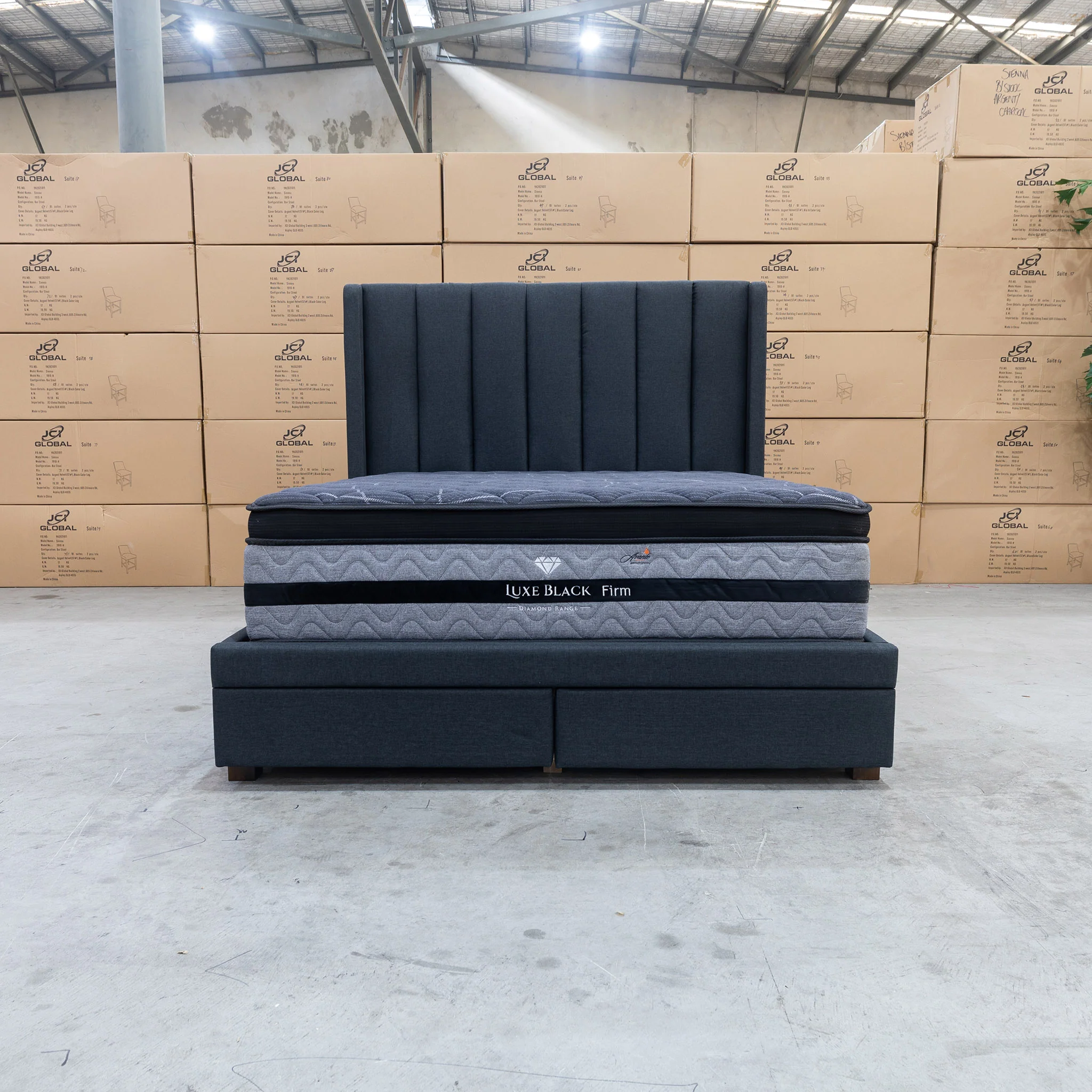 Chester King Fabric Storage Bed - Charcoal - Image 9