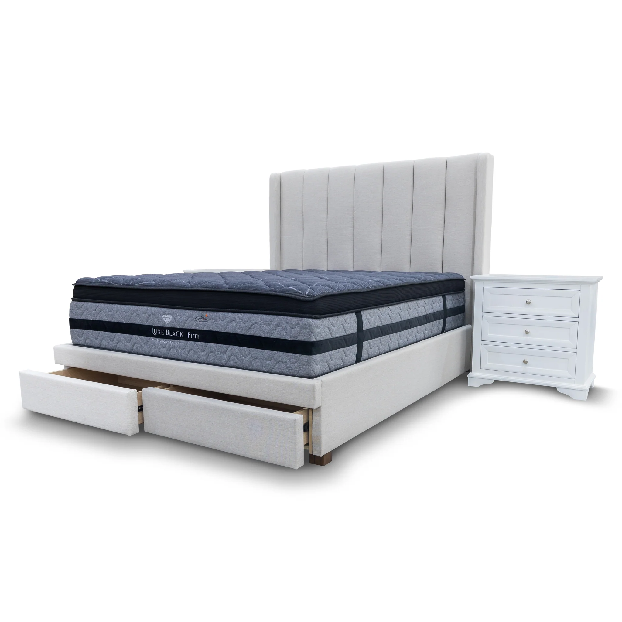 Chester King Fabric Storage Bed - Oat White - Image 15