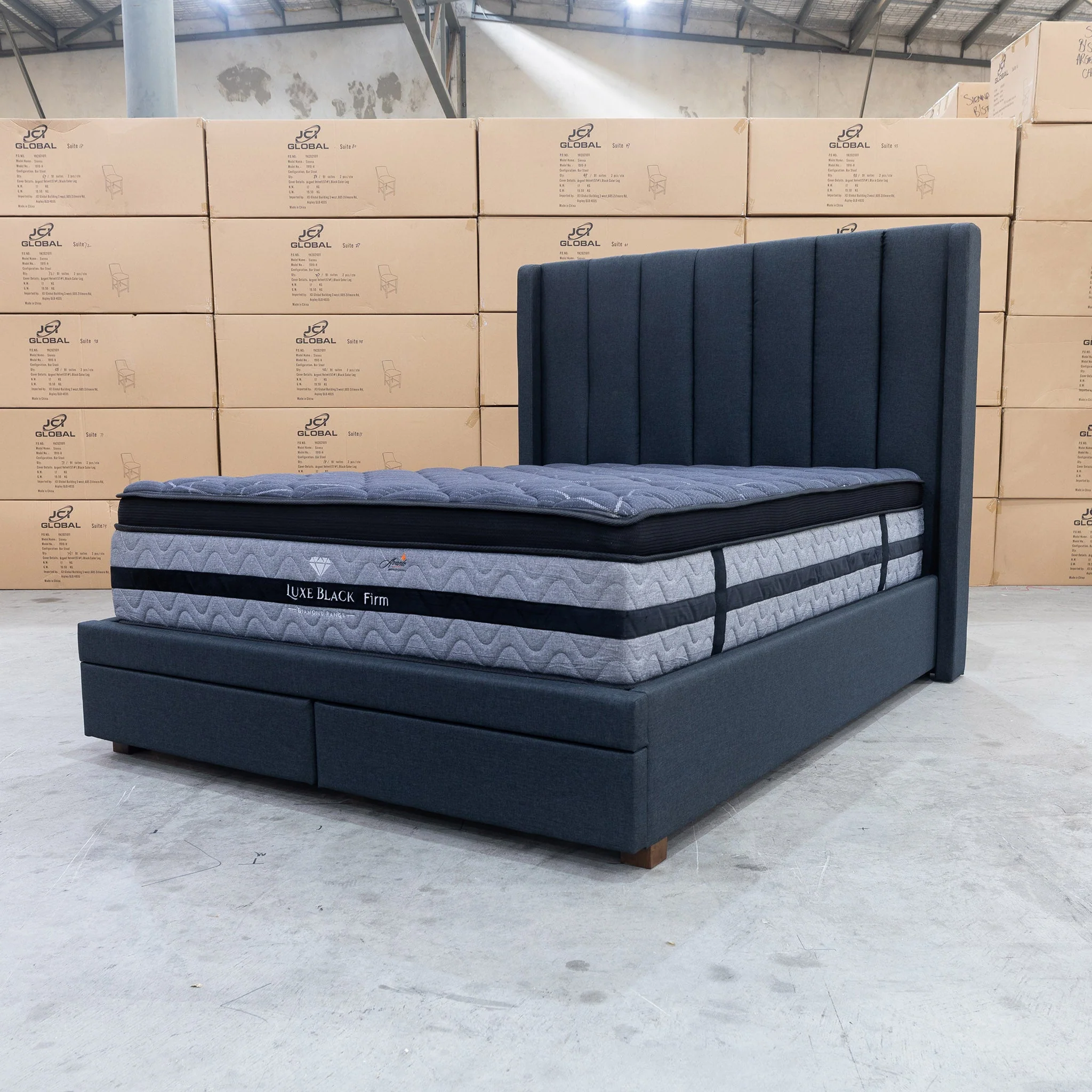 Chester Queen Fabric Storage Bed - Charcoal - Image 12
