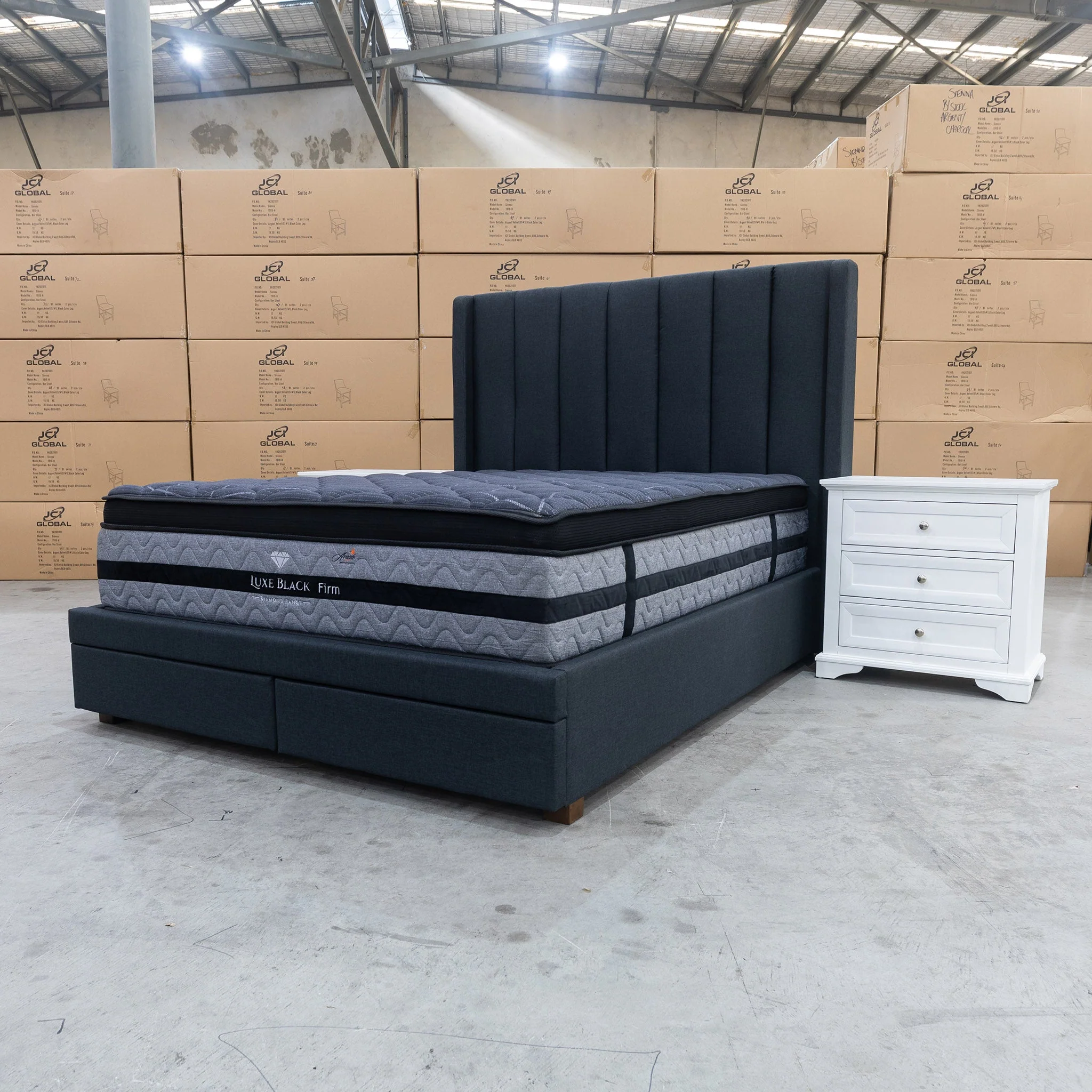 Chester Queen Fabric Storage Bed - Charcoal - Image 13
