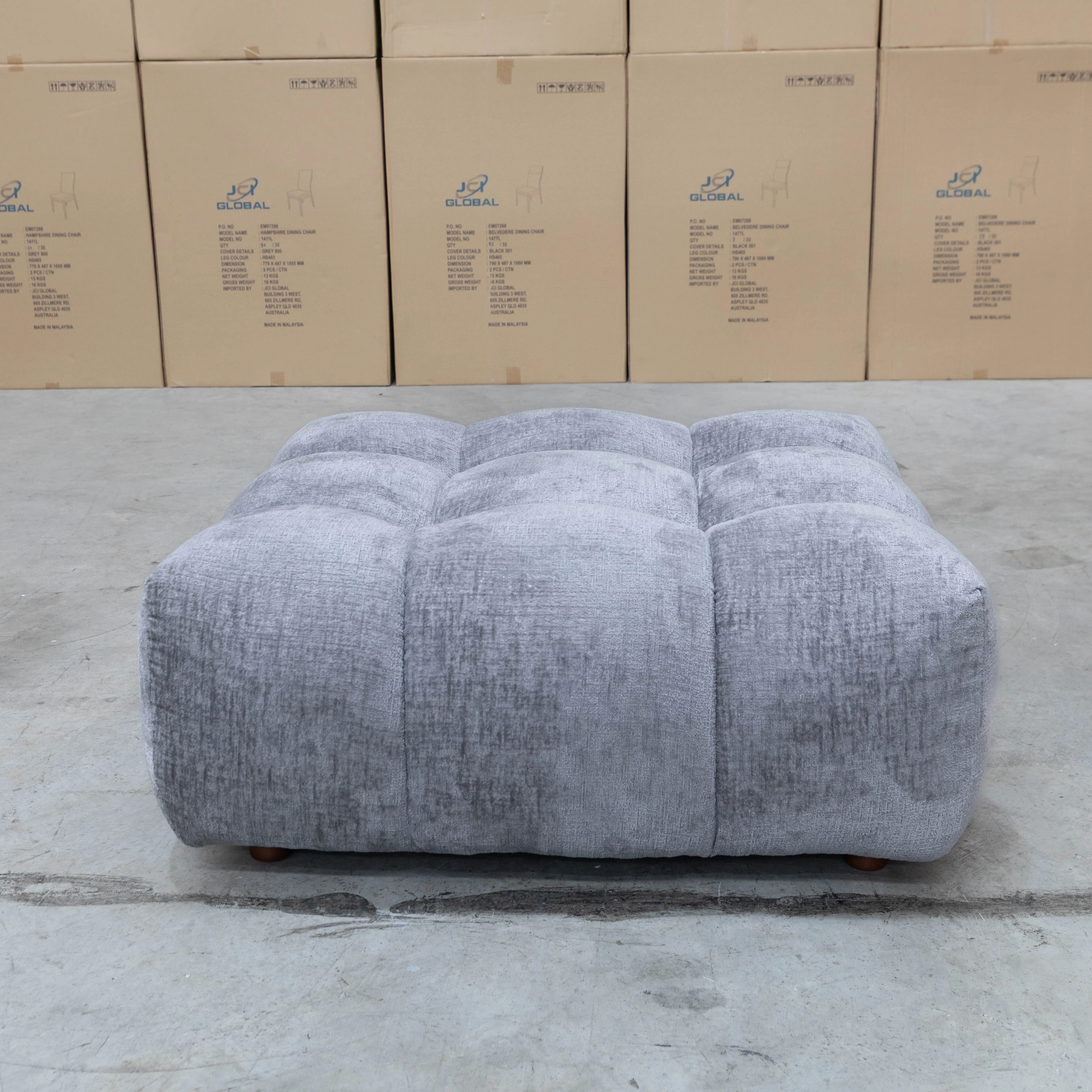 Cloud Plush Fabric Ottoman - Slate