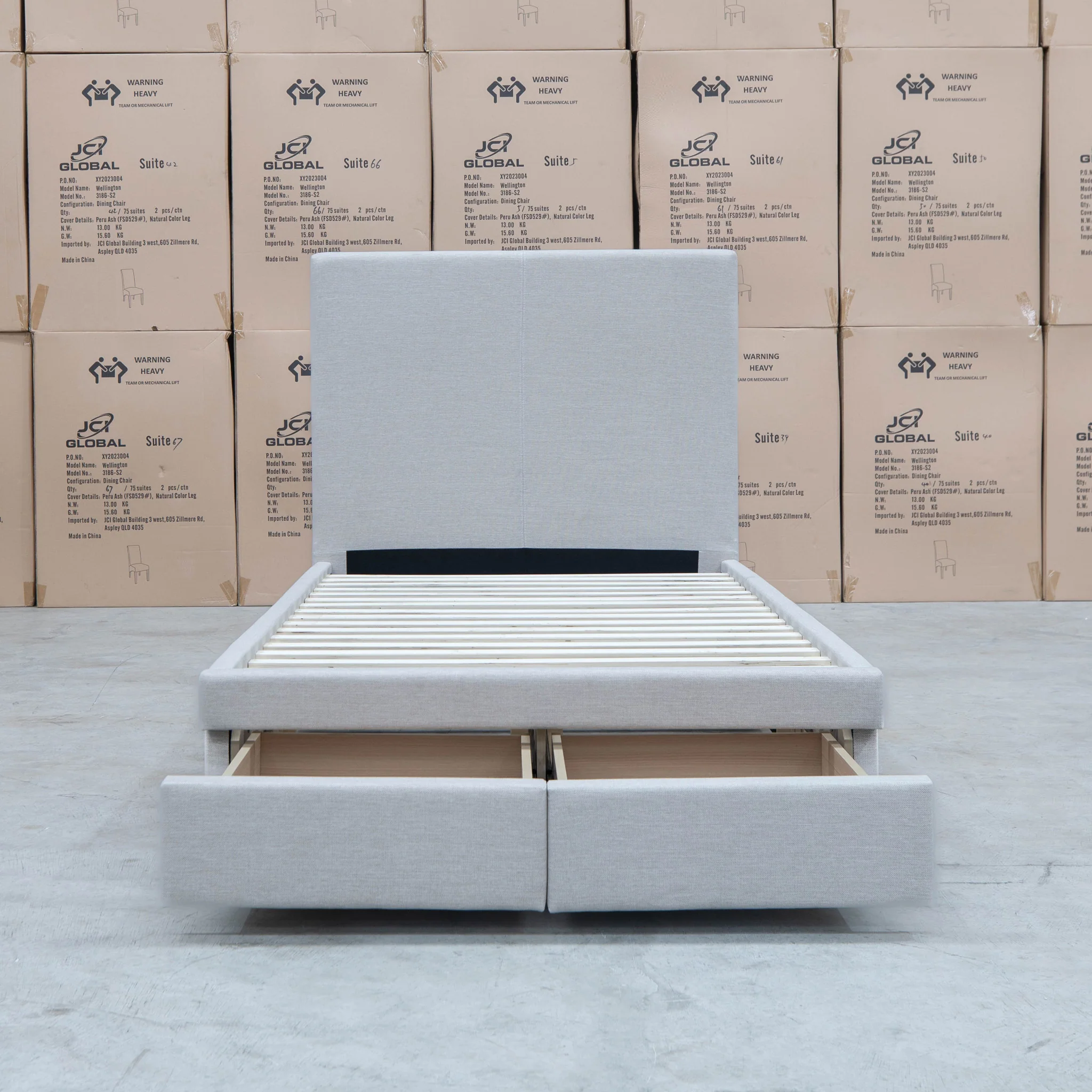 Cooper King Single Fabric Storage Bed - Oat White - Available After 13th March - Image 5