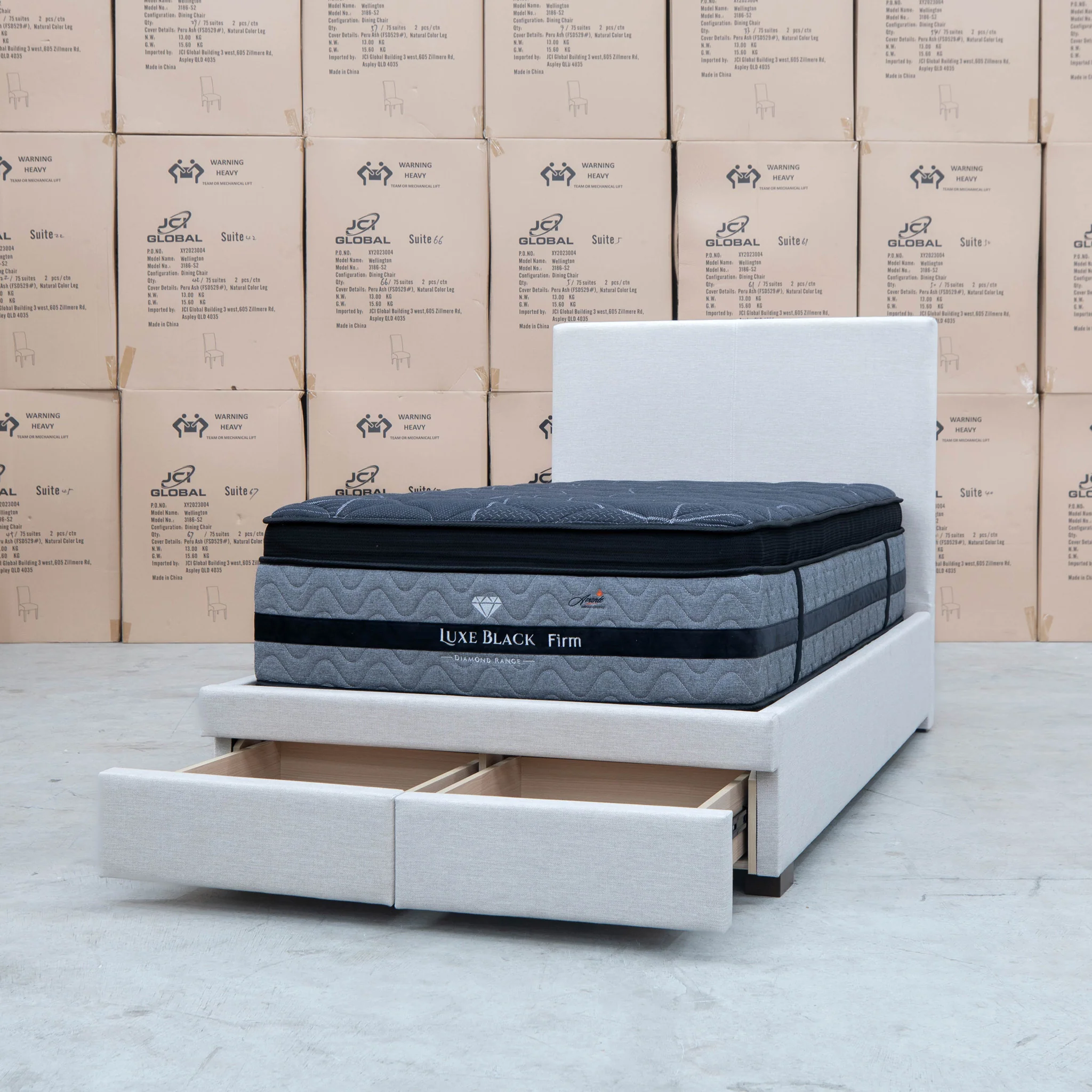 Cooper King Single Fabric Storage Bed - Oat White - Available After 13th March - Image 9