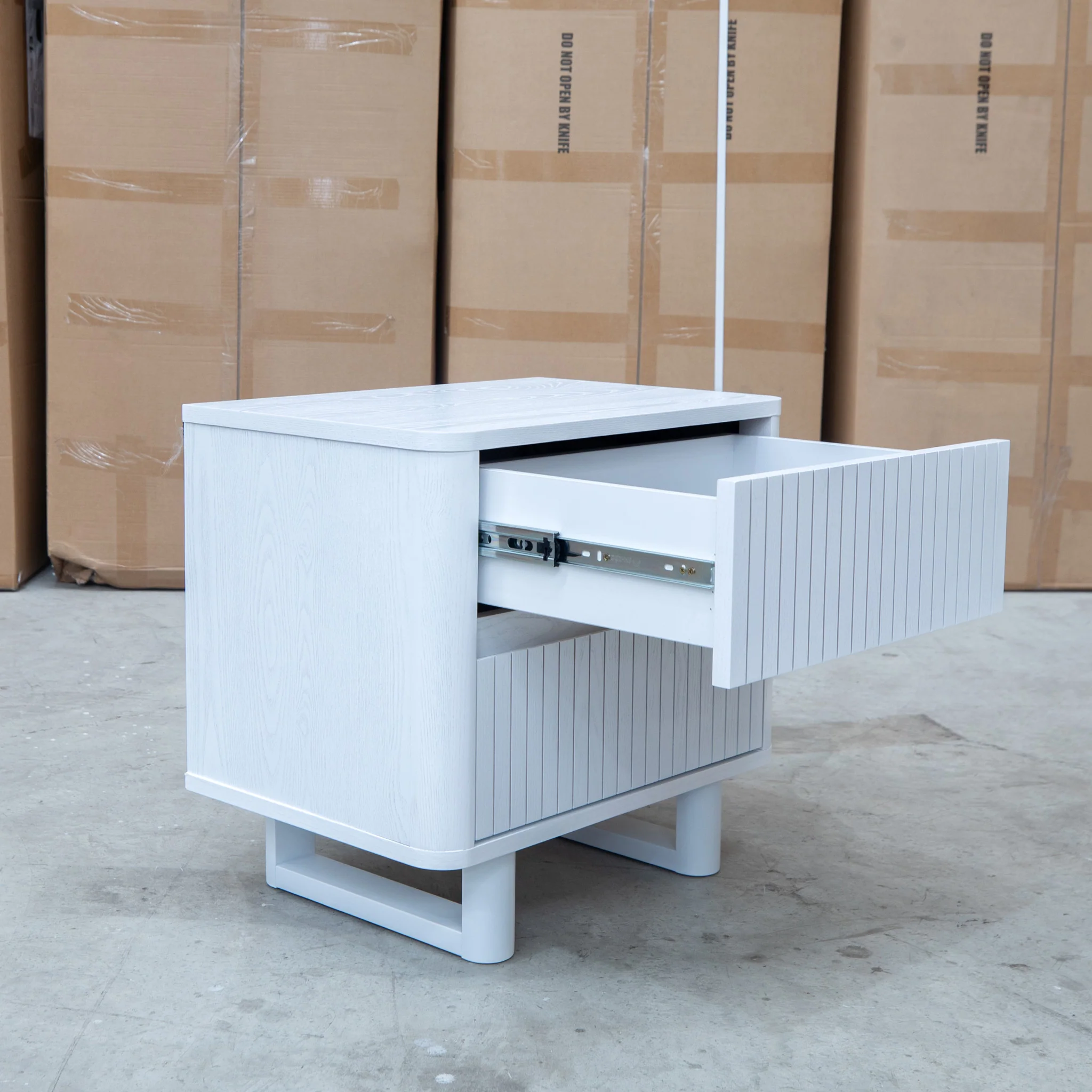 Cooper Two Drawer White Ash Bedside - White - Image 4
