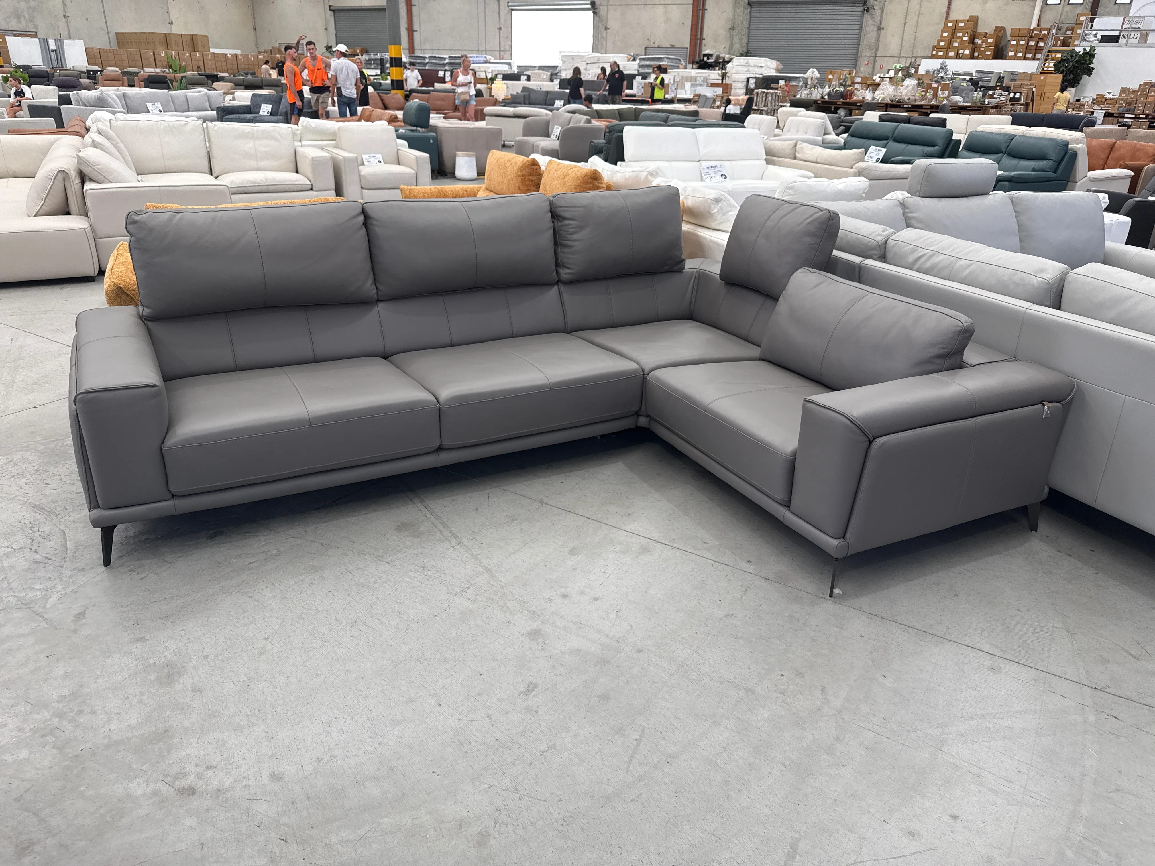 COR-A0476 Corner Lounge Suite - Elephant Grey - Floor Stock - Image 2