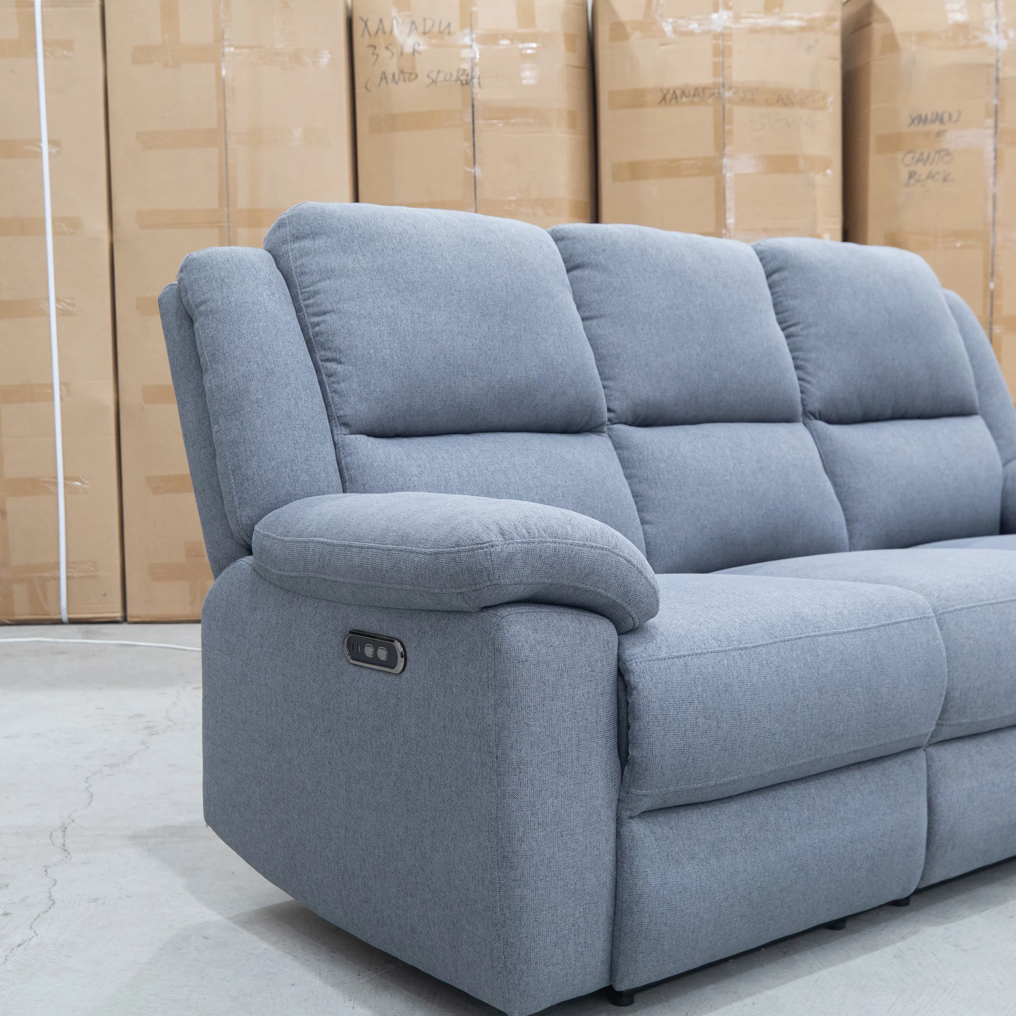 Coral Three Seat Electric Reclining Lounge - Slate - Image 7