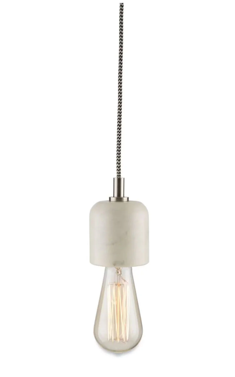 Dome Marble Pendant Hanging Light with Silver Detail - White/Silver - FH02 - Available In-Store Only - Image 2