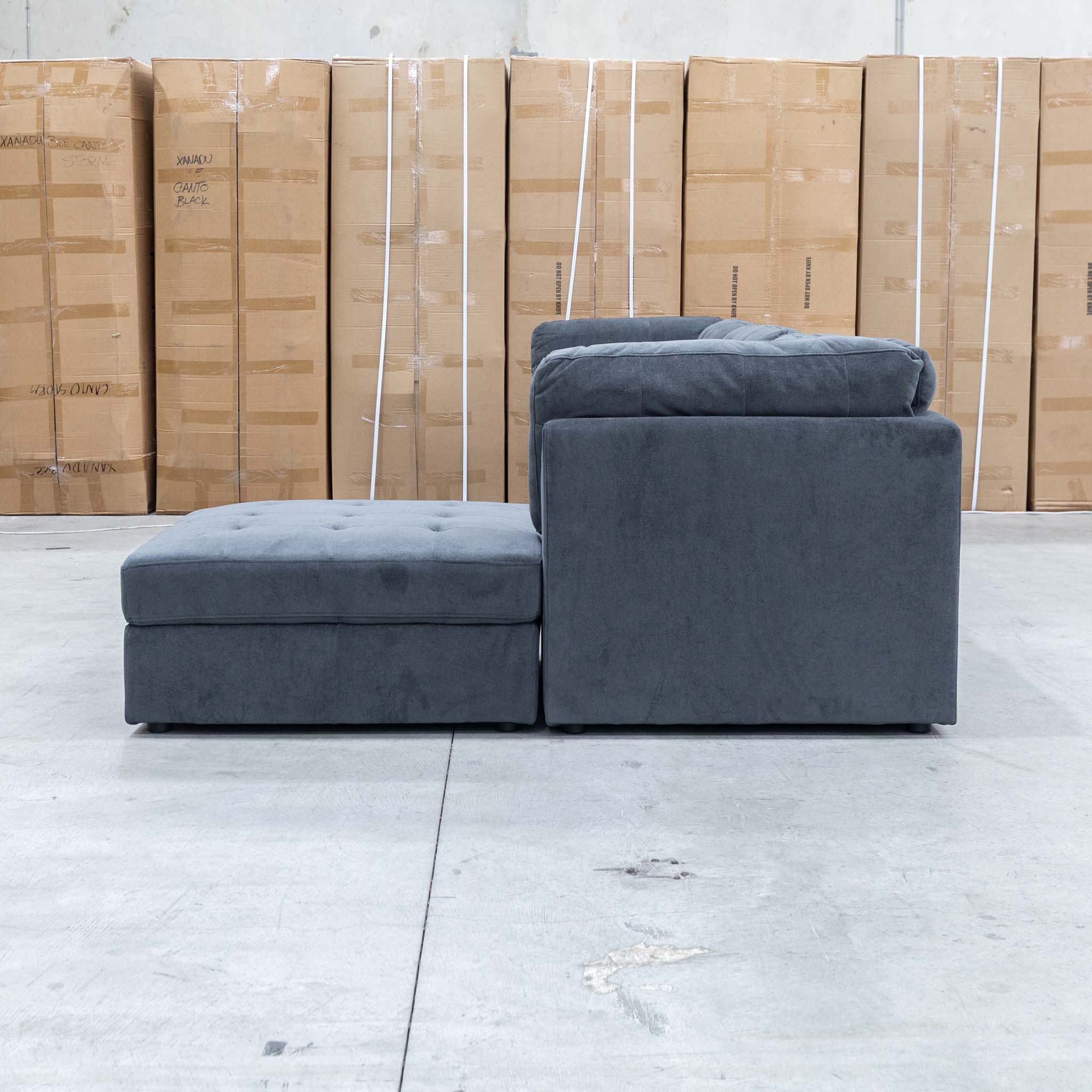 Easton Modular Corner Lounge with Ottoman - Dark Grey - Image 8