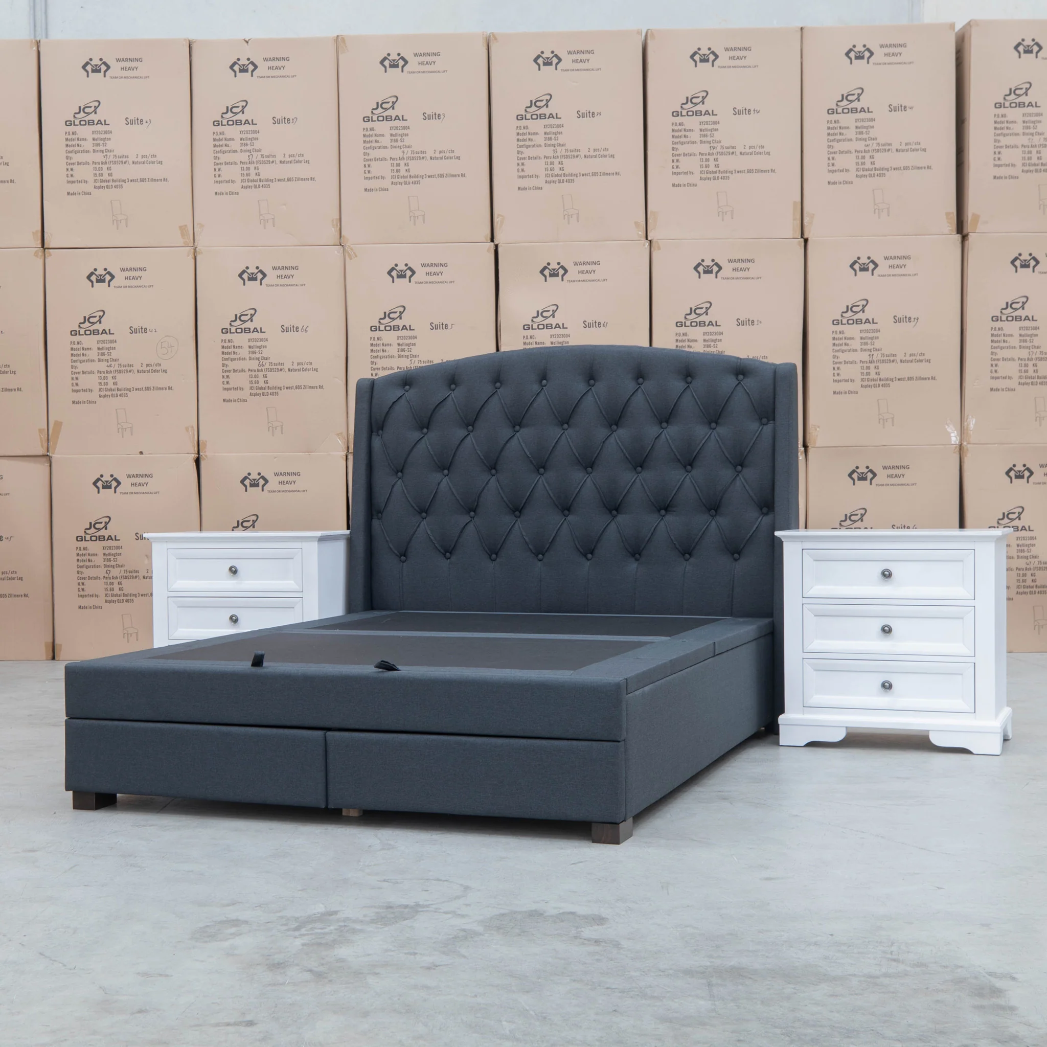 Emily King Fabric Gas Lift Storage Drawer Bed - Charcoal - Image 7