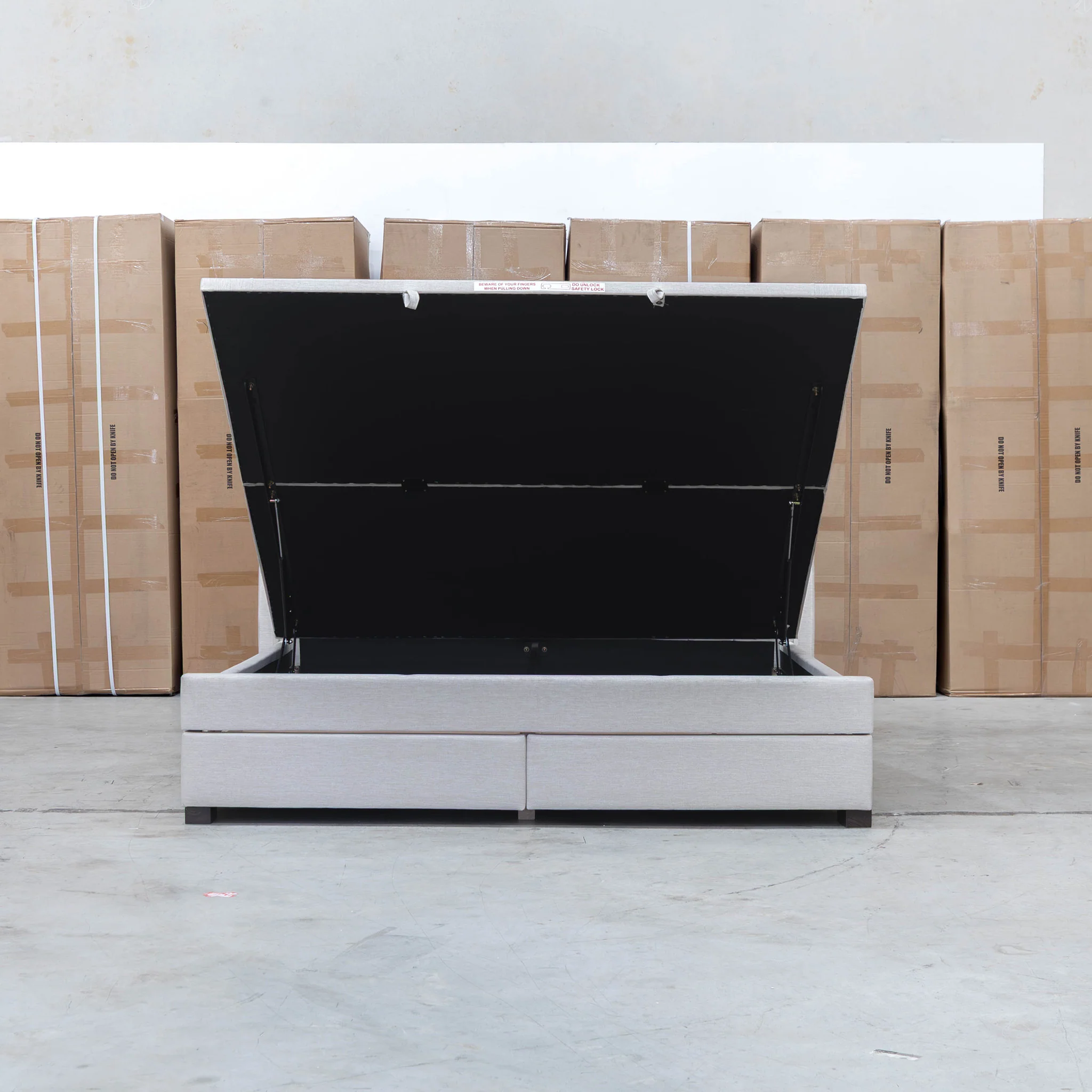 Emily King Fabric Gas Lift Storage Drawer Bed - Oat White - Image 33