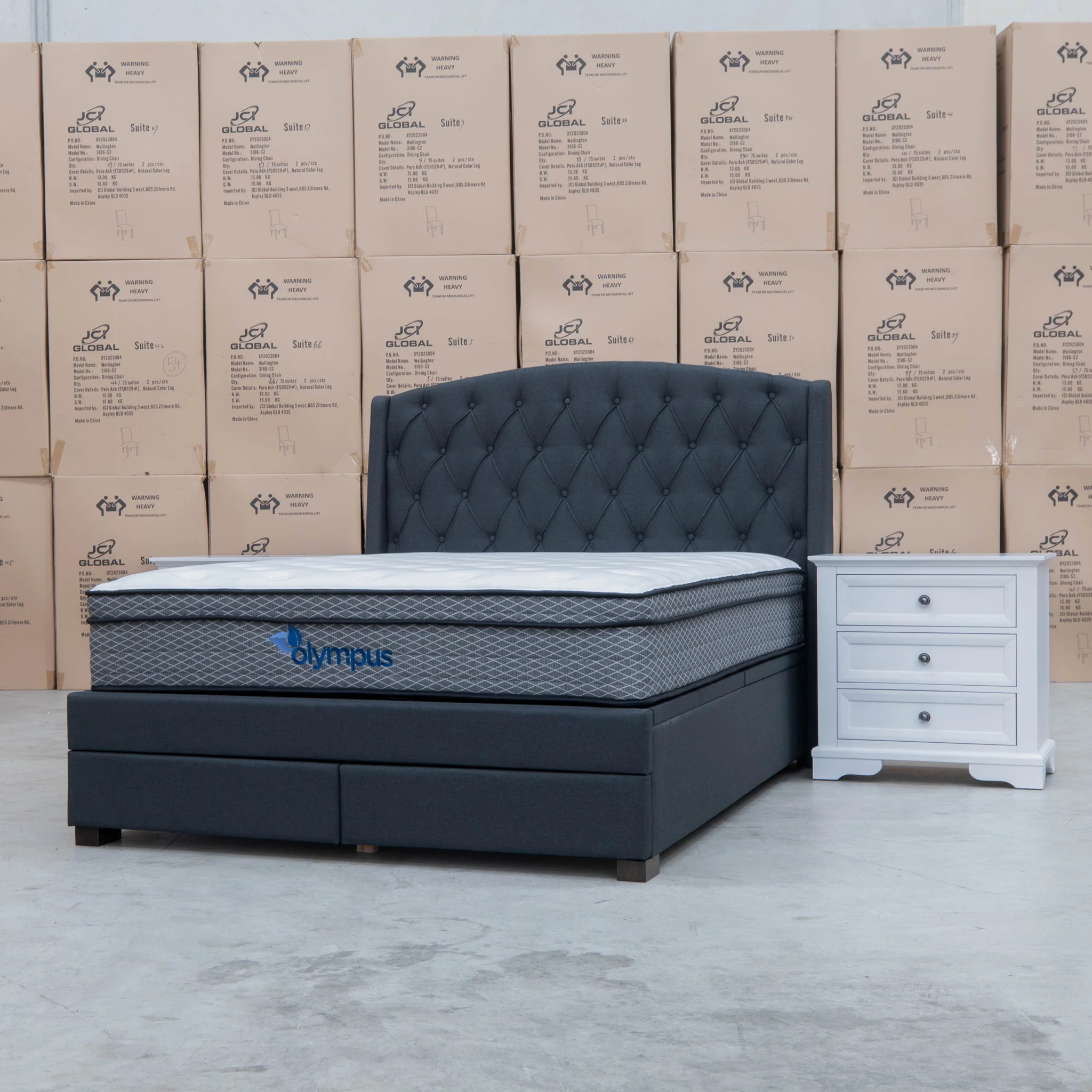 Emily Queen Fabric Gas Lift Storage Drawer Bed - Charcoal - Image 7