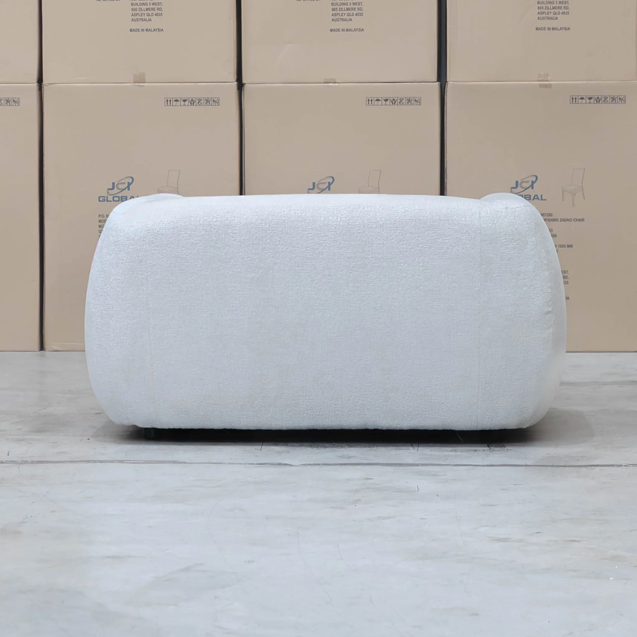 Fara Curved Fabric Armchair - Cloud - Image 4