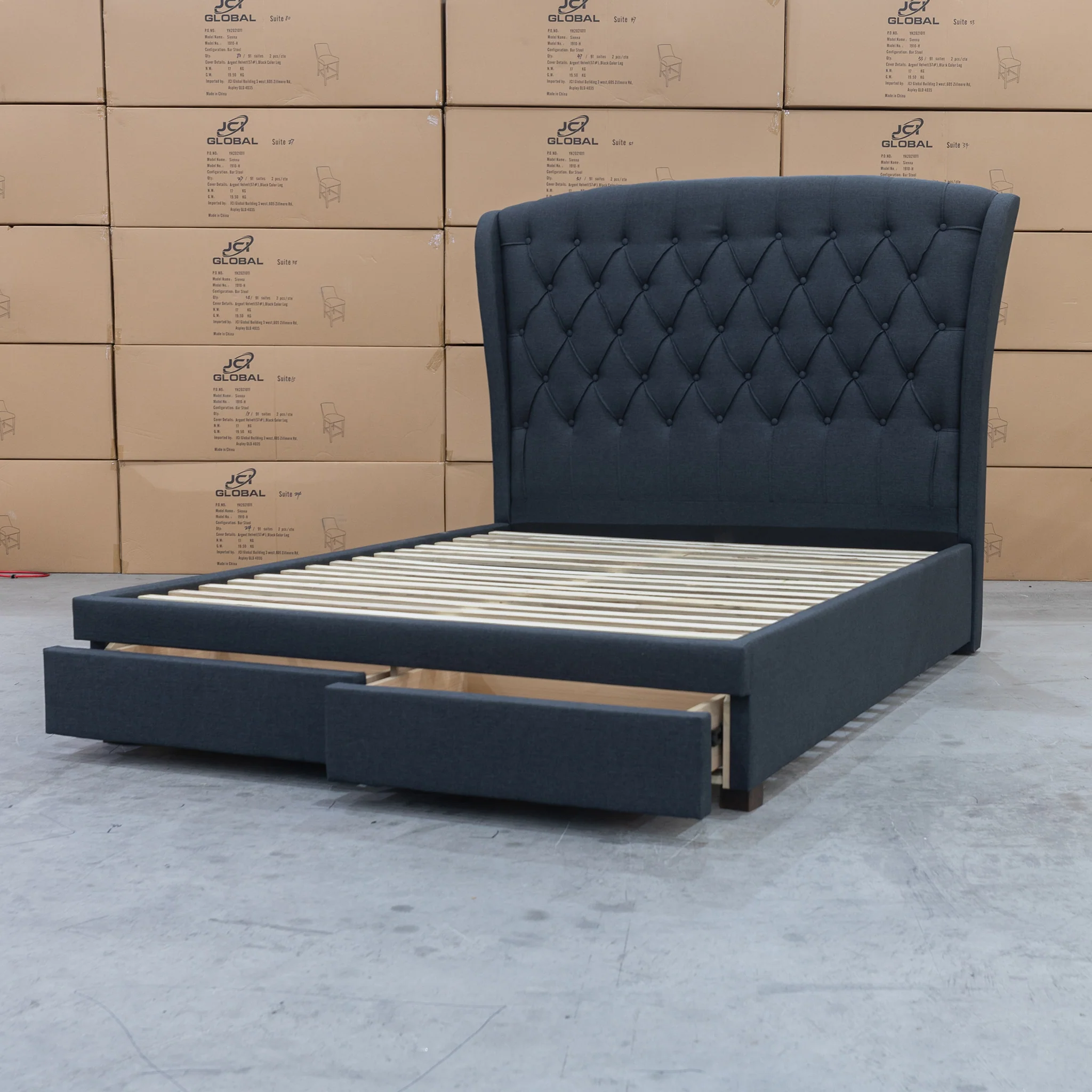 Grace King Fabric Storage Bed – Charcoal - Image 5