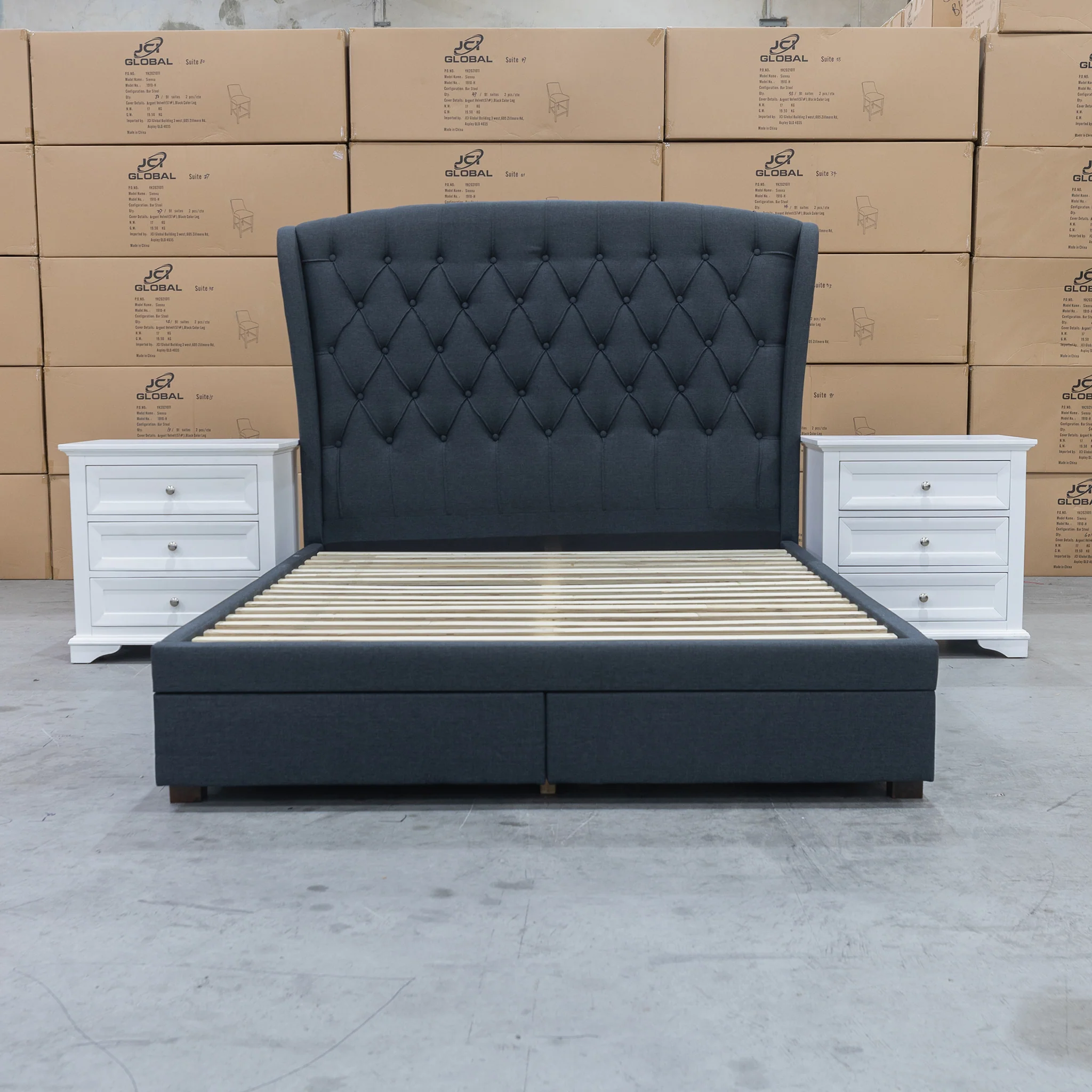 Grace Queen Fabric Storage Bed - Charcoal - Image 8